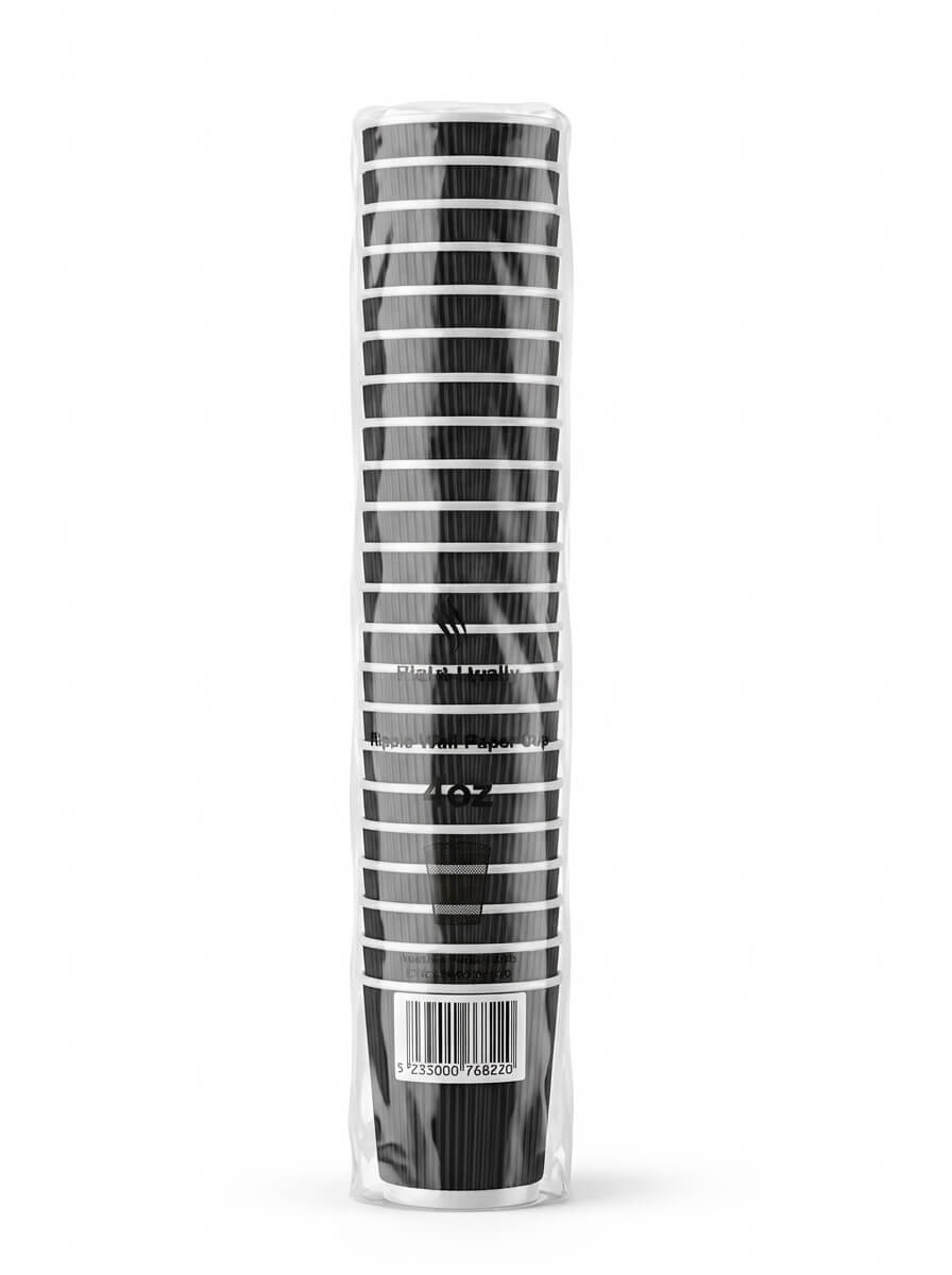Ripple Wall Paper Cups - 4oz Black