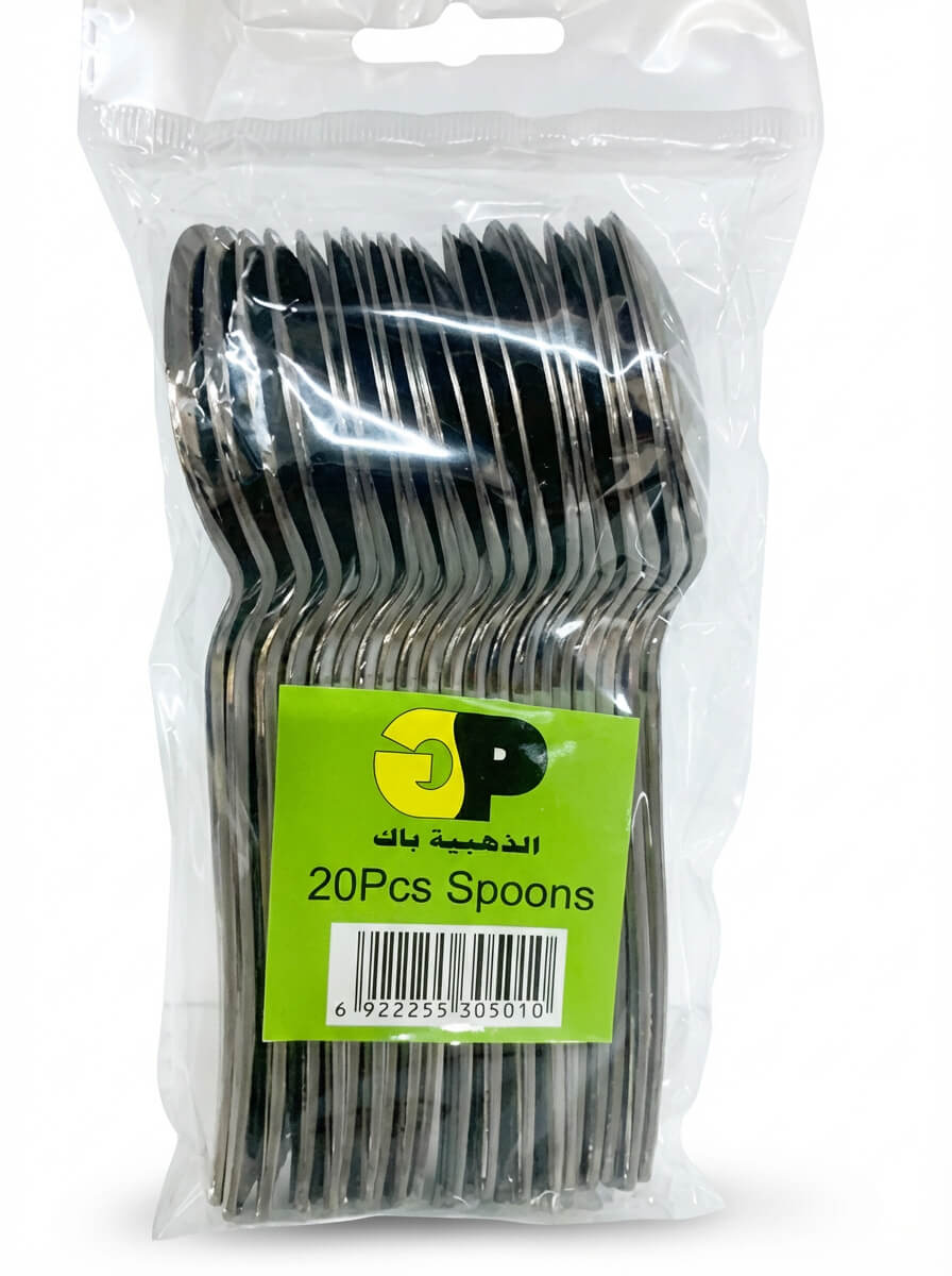 Golden Pack Disposable Plastic Spoons 20 Pieces