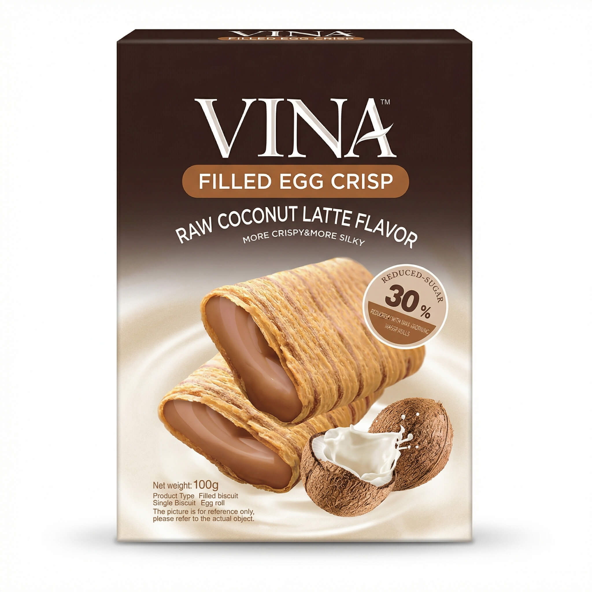 Vina Raw Coconut Latte Flavor Filled Egg Crisp