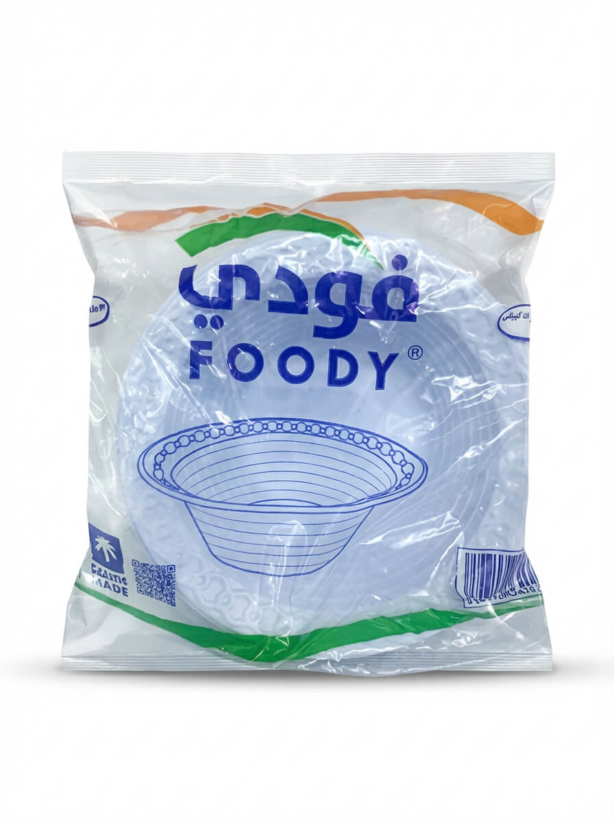 Foody Disposable White Plastic Soup Bowls 50 Pieces