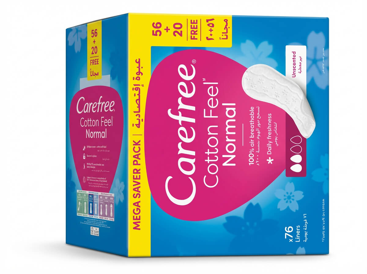 Carefree Cotton Feel Normal Panty Liners Unscented