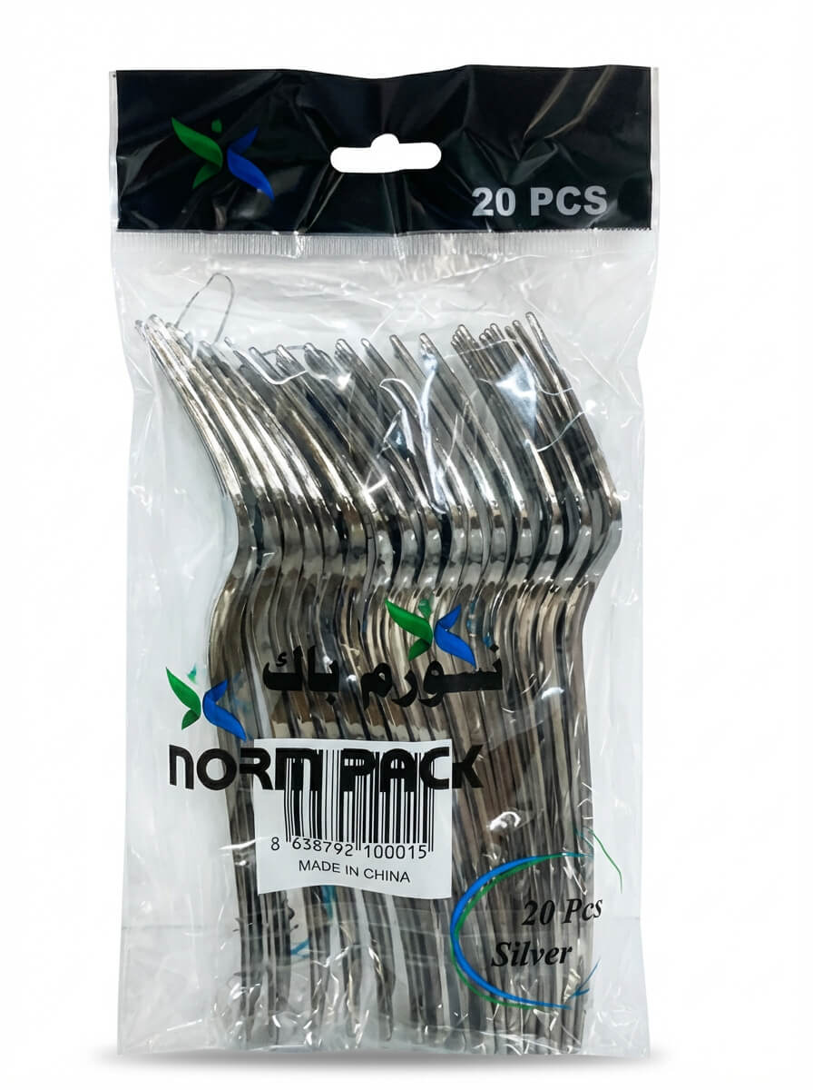 Norm Pack Silver Plastic Forks 20 Pieces