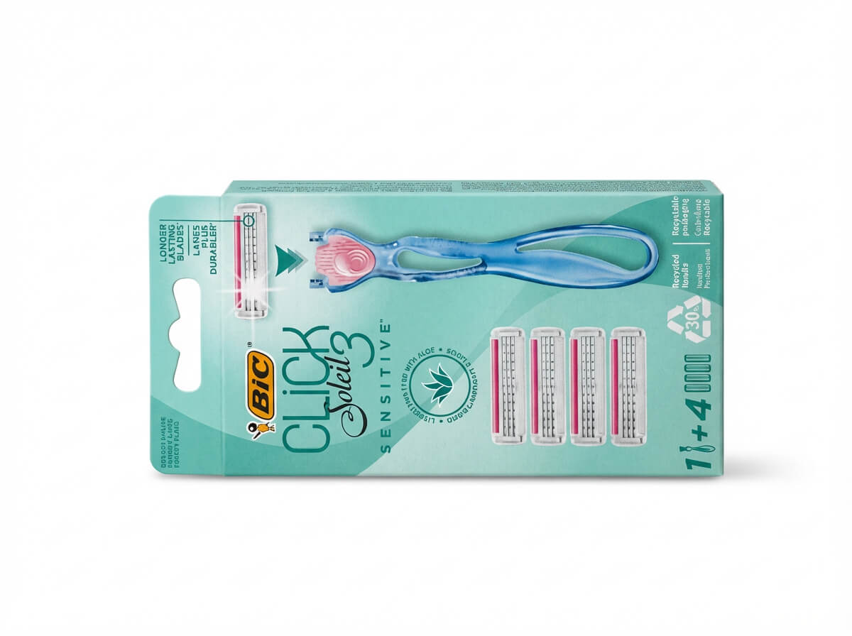 BIC Click Soleil 3 Sensitive Razor 1 Handle + 4 Cartridges