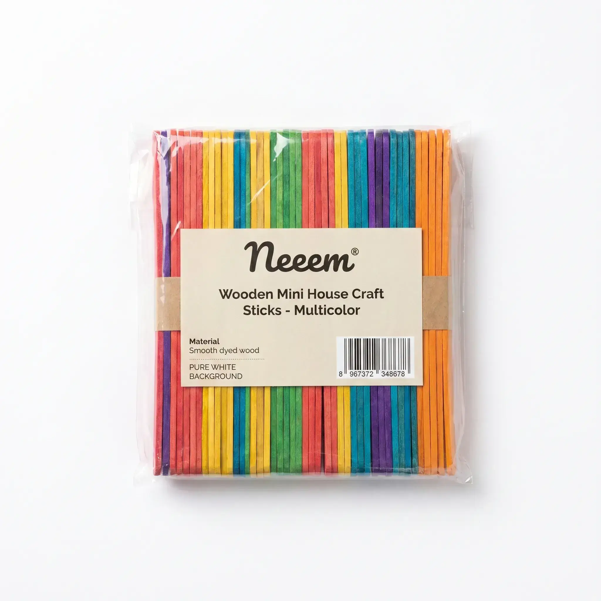 Neeem Wooden Mini House Craft Sticks - Multicolor