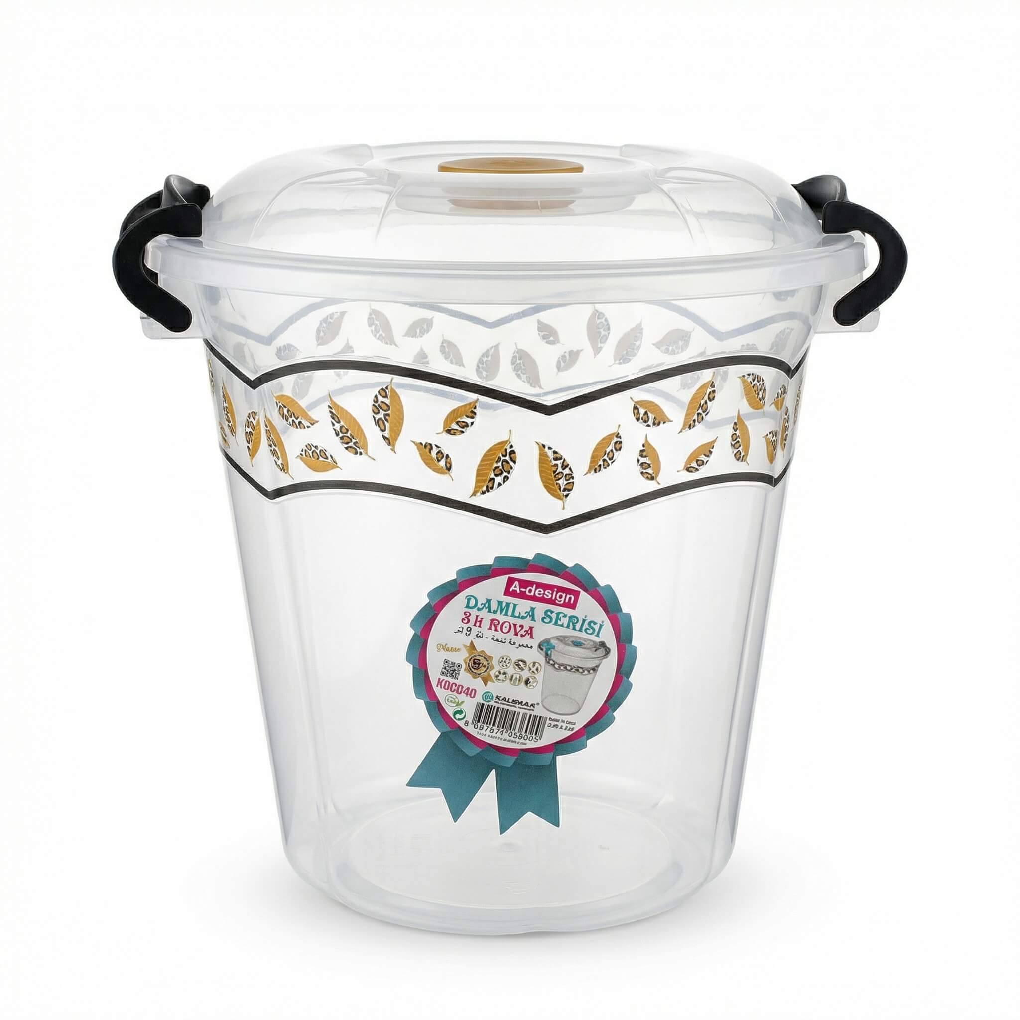 A-Design Damla Series Plastic Bucket with Lid - 8L