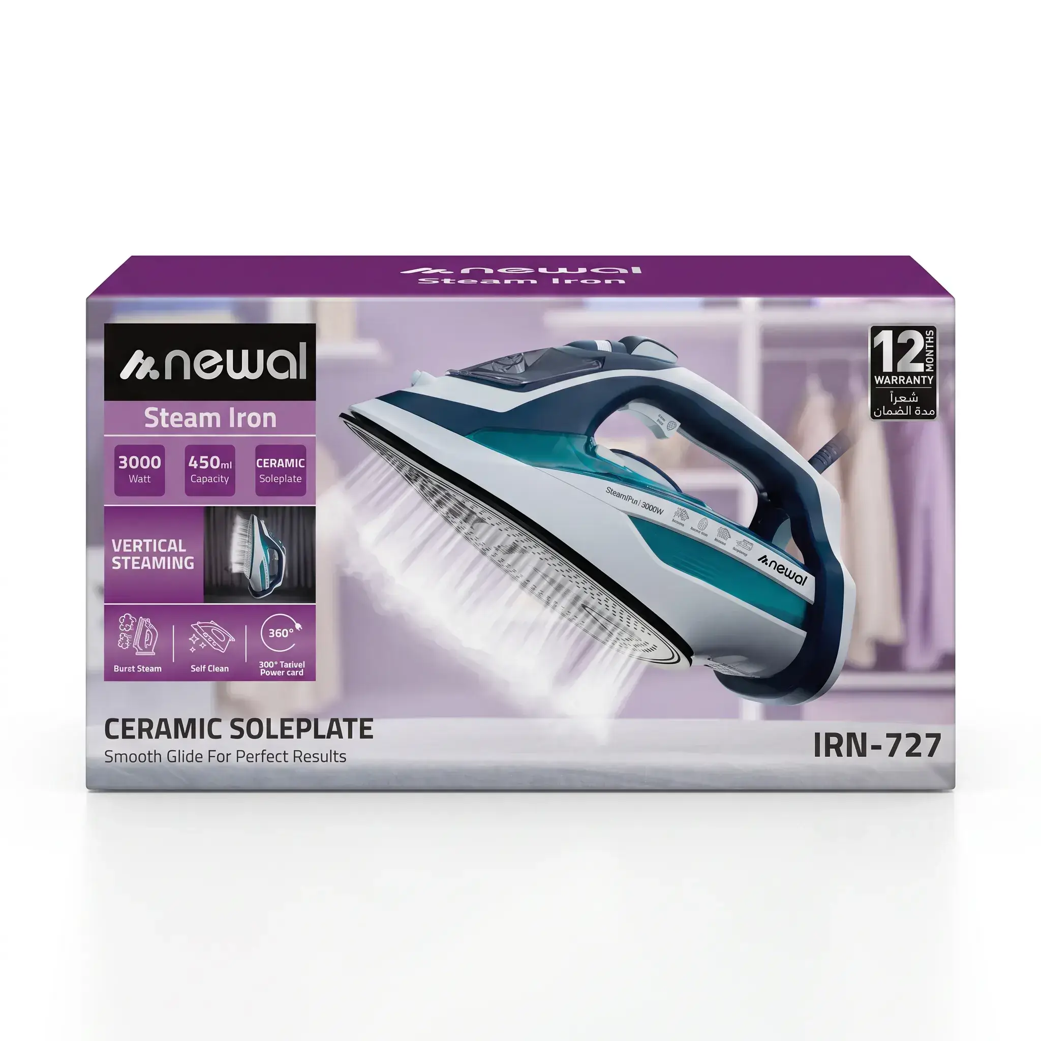 Newal Steam Iron with Ceramic Soleplate 3000W - IRN-727