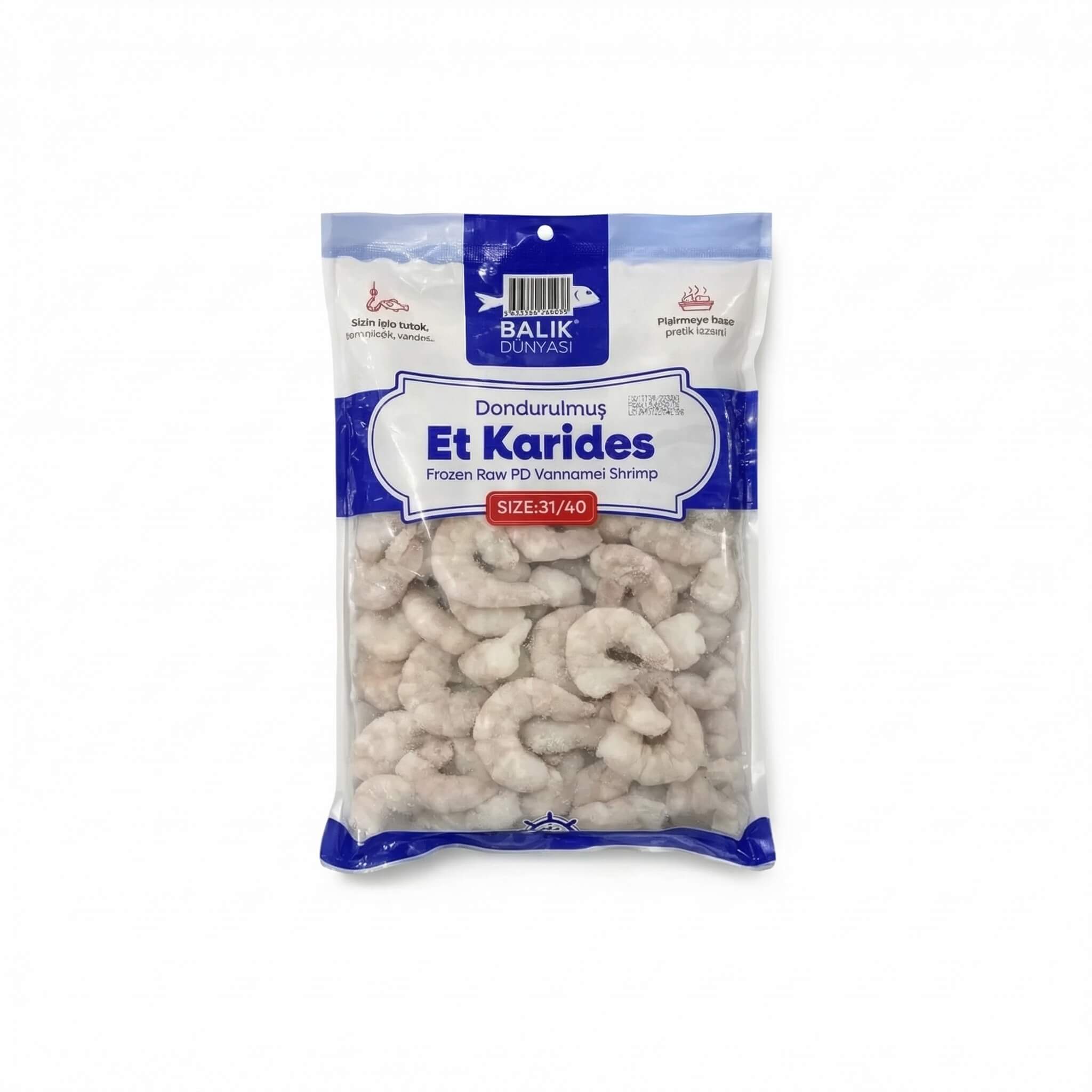 Balik Dunyasi Frozen Raw PD Vannamei Shrimp Size 31/40