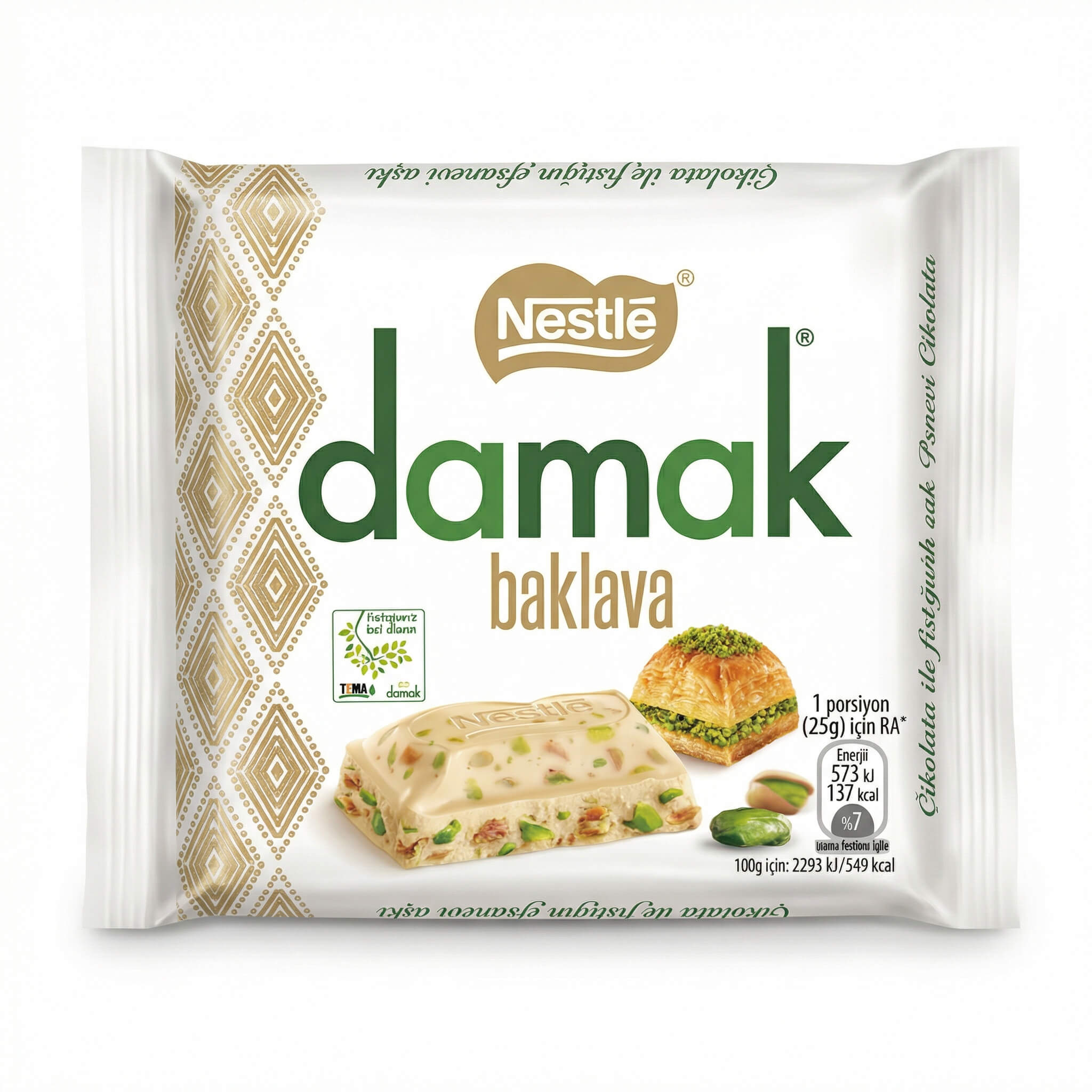 Nestle Damak Baklava White Chocolate with Pistachio