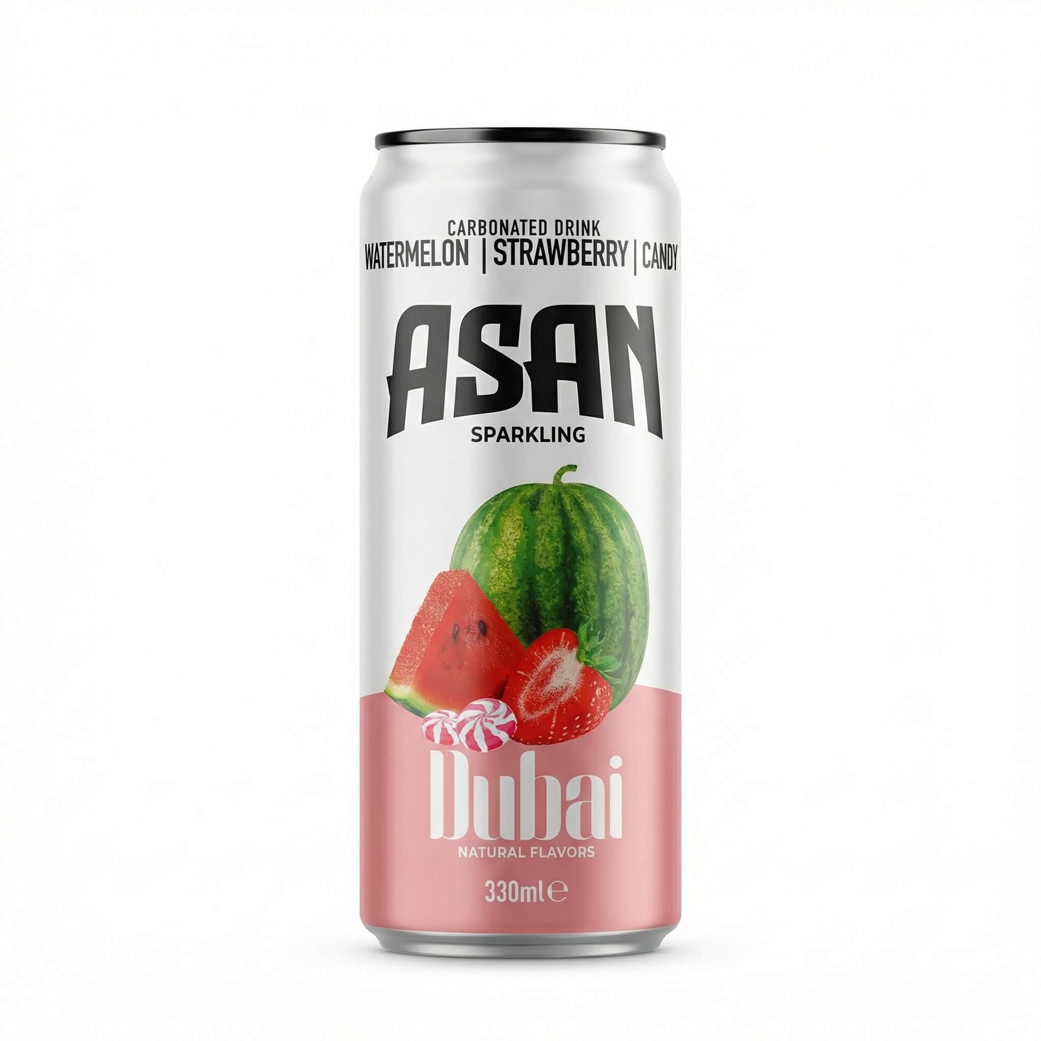 ASAN Sparkling Watermelon, Strawberry & Candy Carbonated Drink