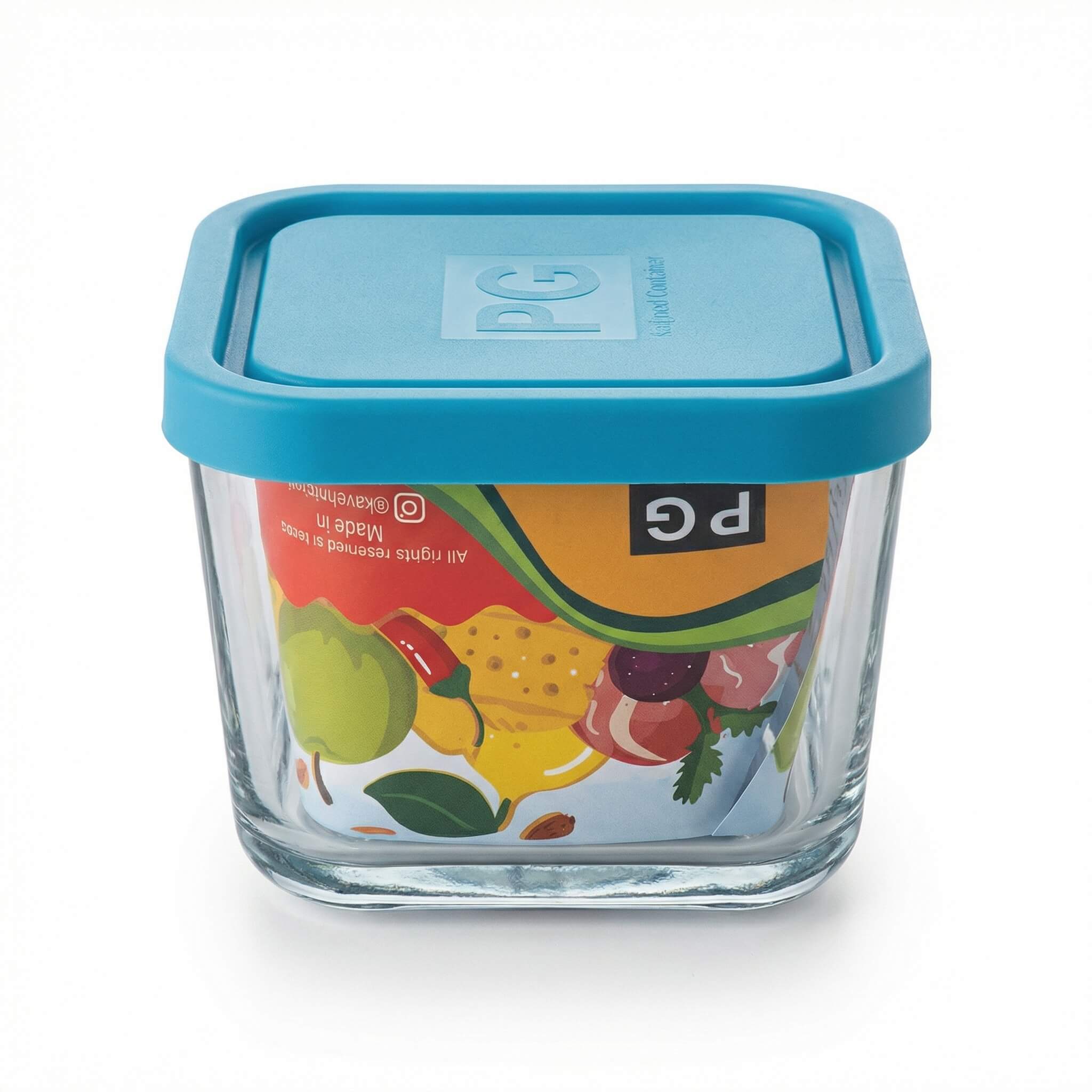 PG Glass Food Container with Blue Lid