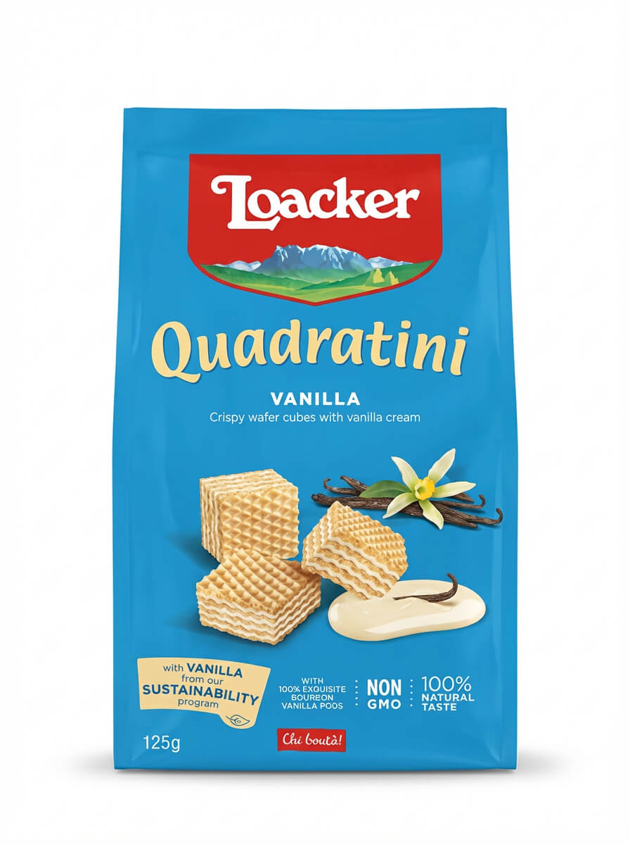 Loacker Quadratini Vanilla Crispy Wafer Cubes