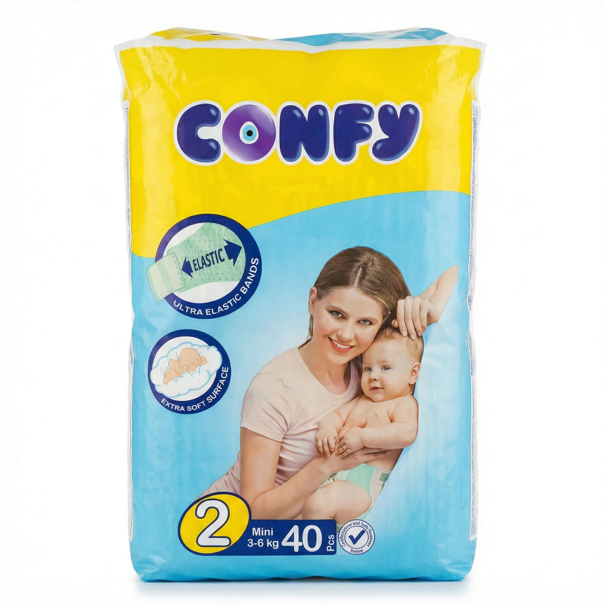 Confy Baby Diapers Mini Size 2 (3-6 kg) 40 Pcs