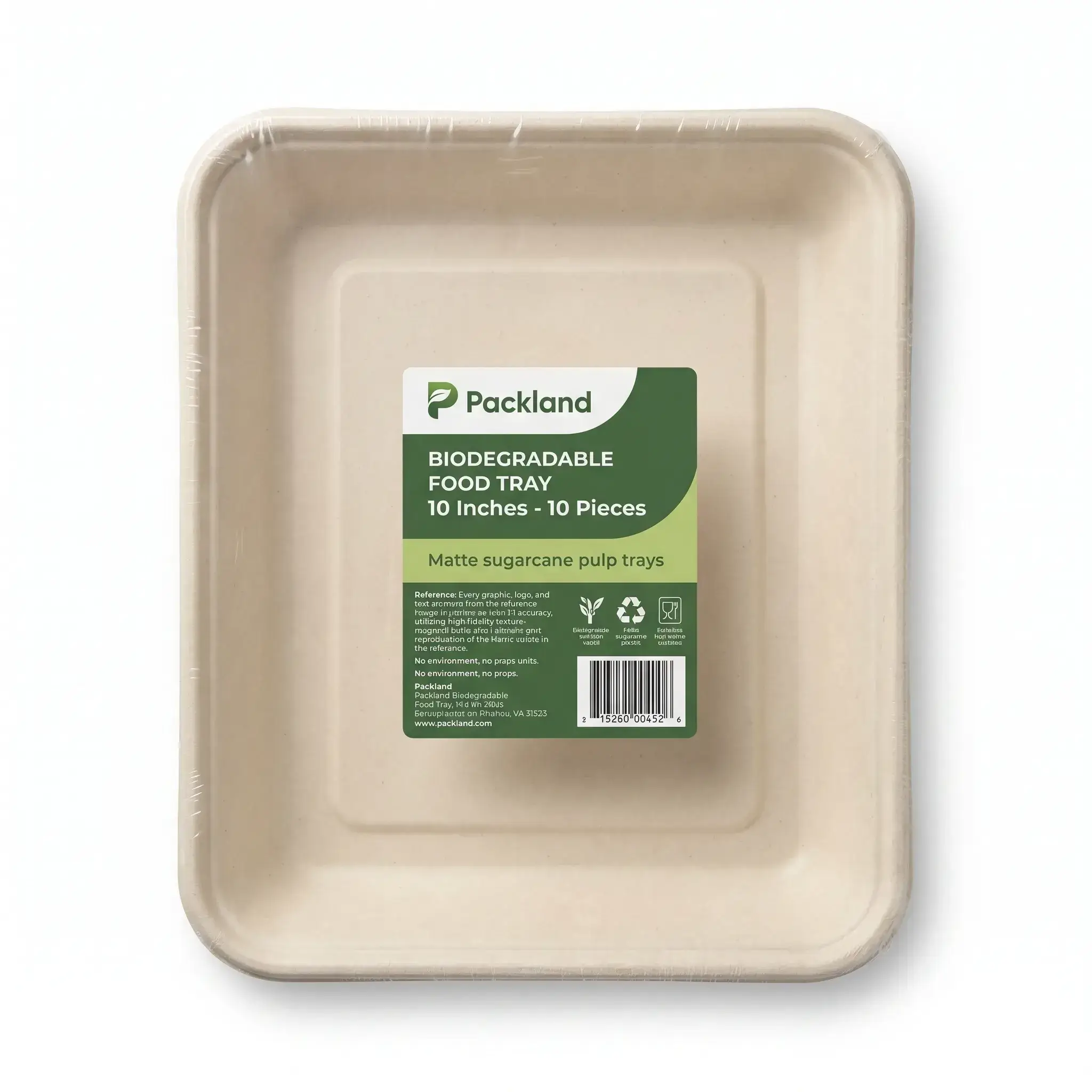 Packland Biodegradable Food Tray 10 Inches - 10 Pieces