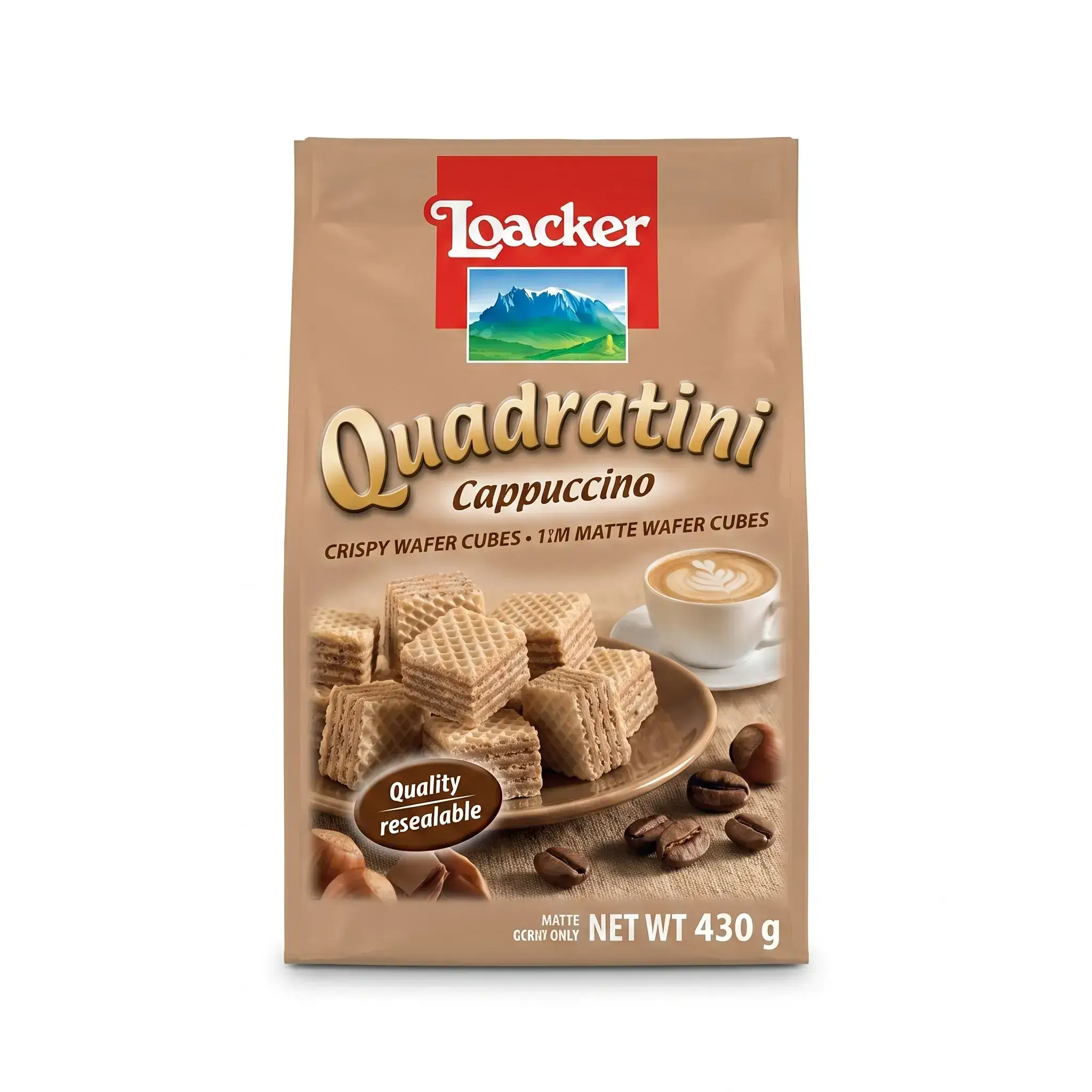 Loacker Quadratini Cappuccino Crispy Wafer Cubes