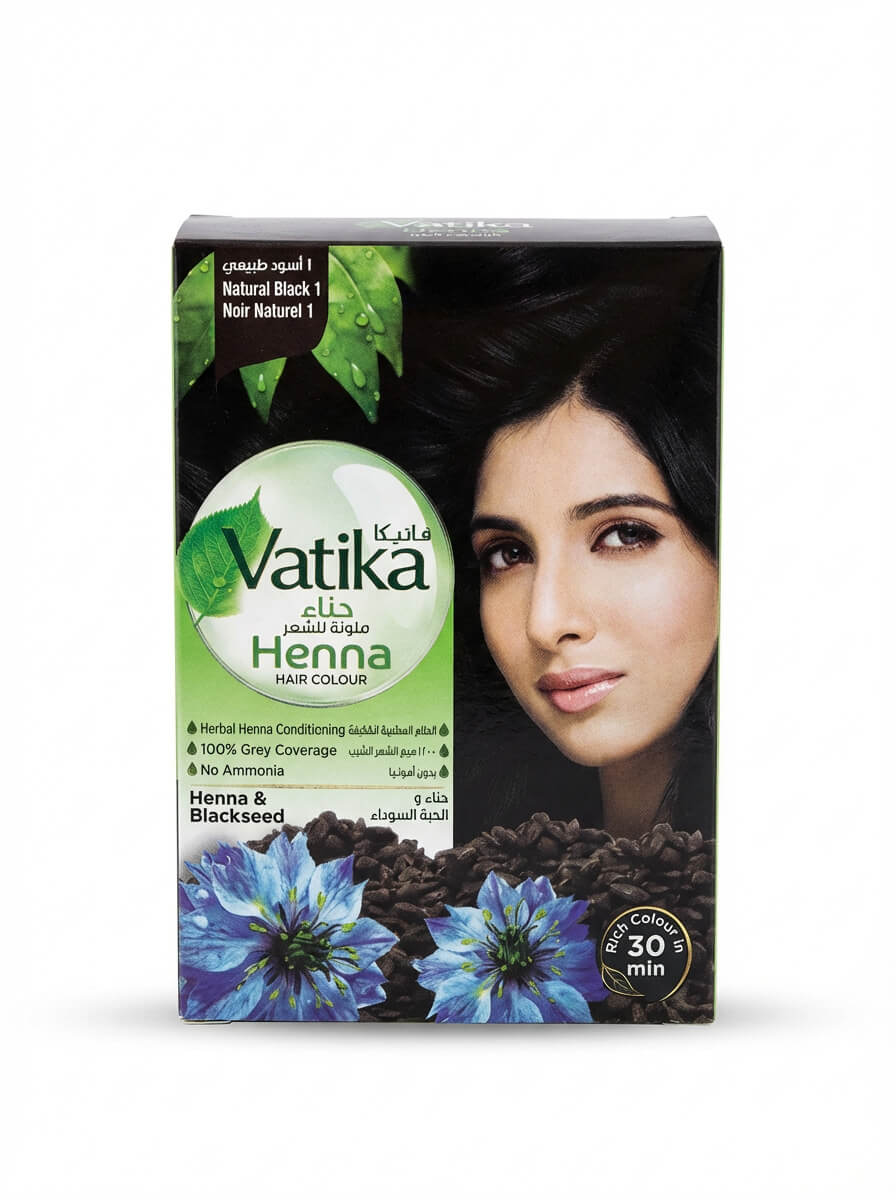 Vatika Henna Hair Colour Natural Black 1 with Blackseed