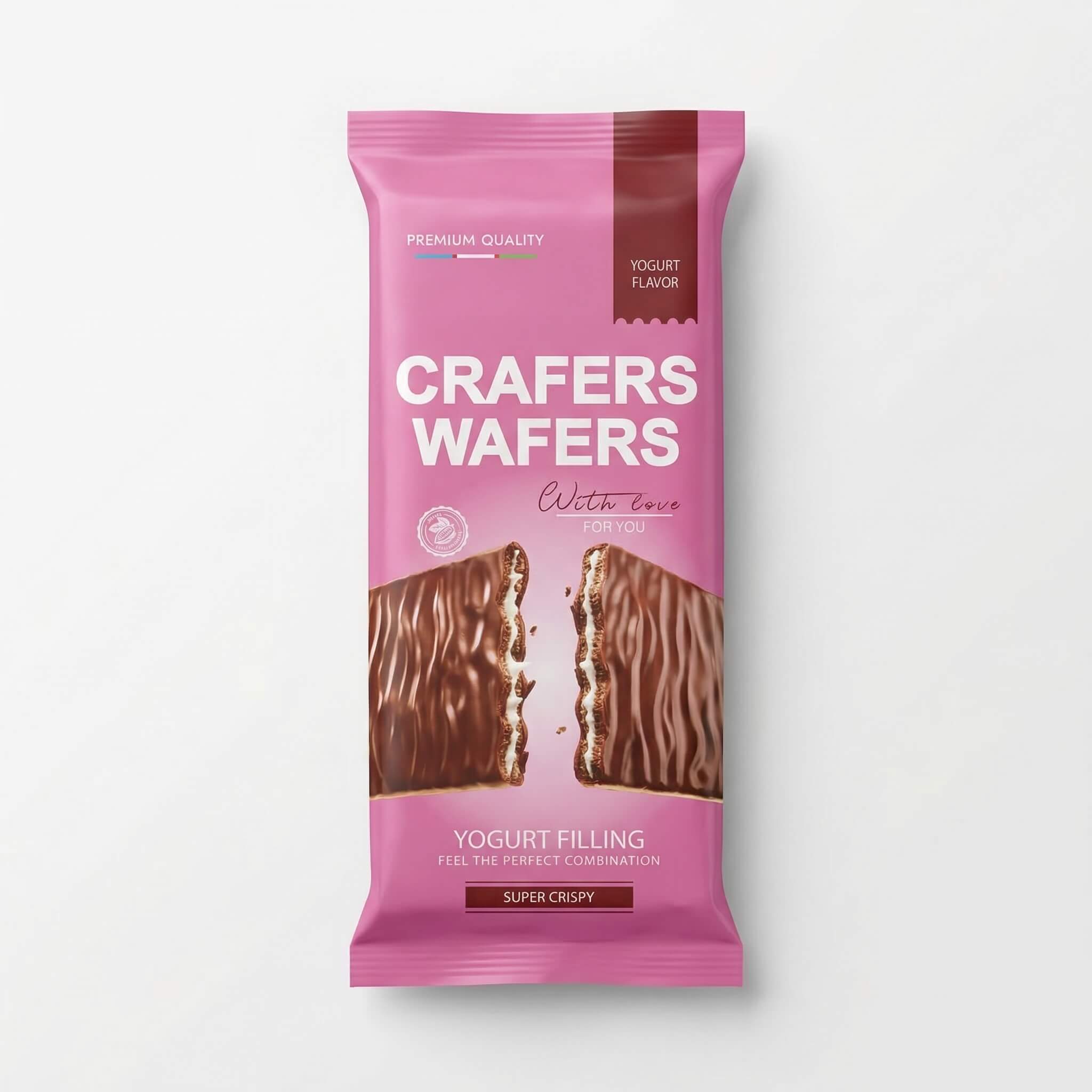 Crafers Wafers Yogurt Filling Chocolate Coated