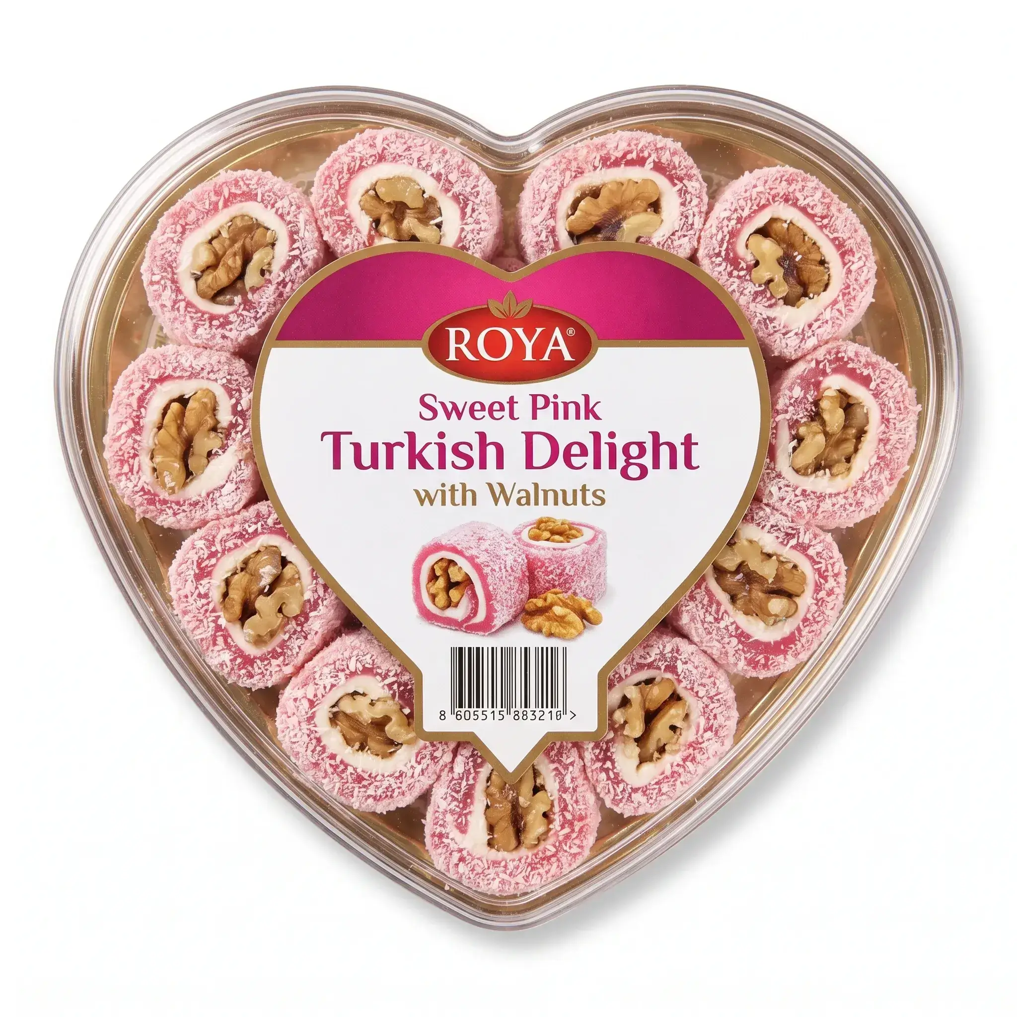 Roya Sweet Pink Turkish Delight with Walnuts