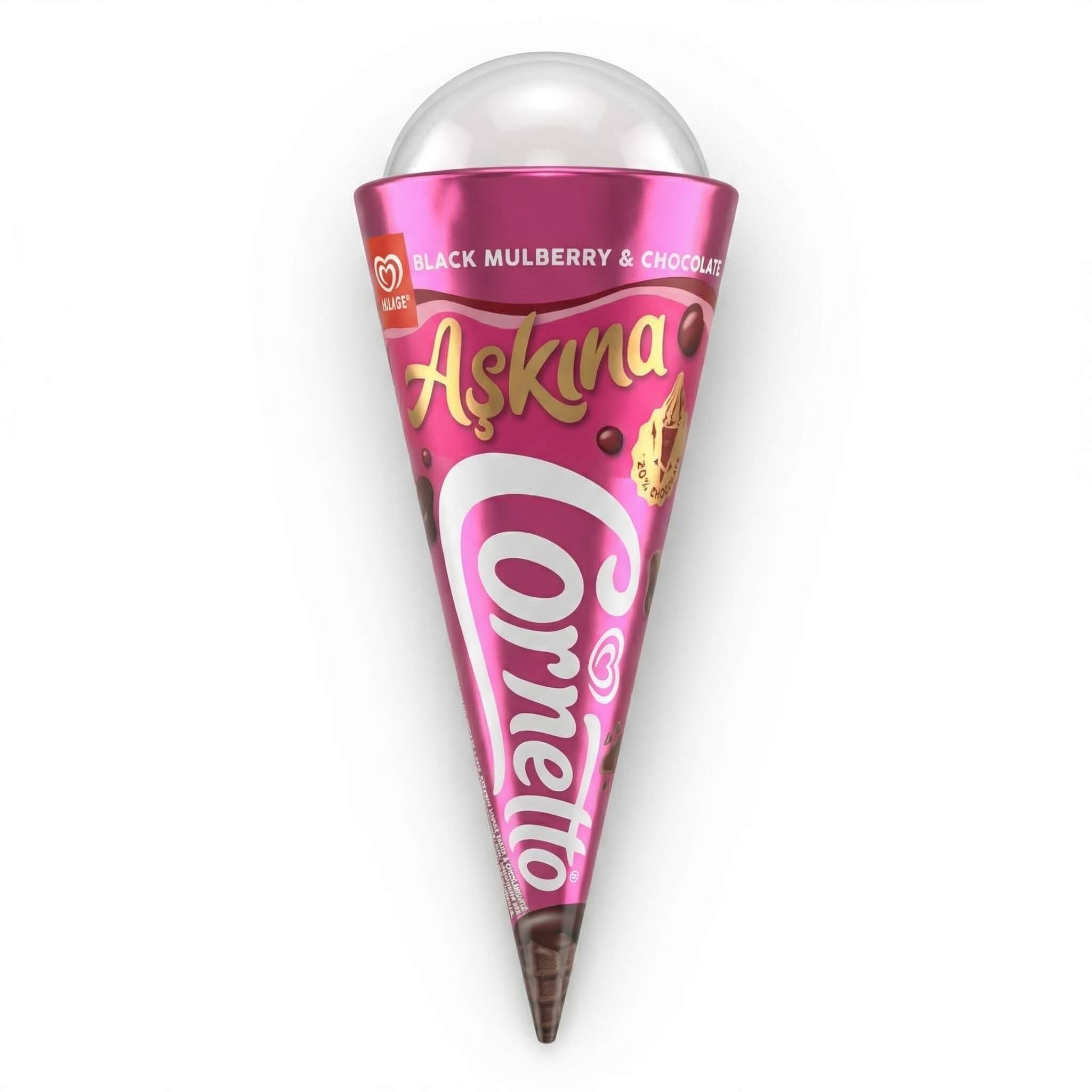 Cornetto Aşkına Black Mulberry & Chocolate Ice Cream Cone