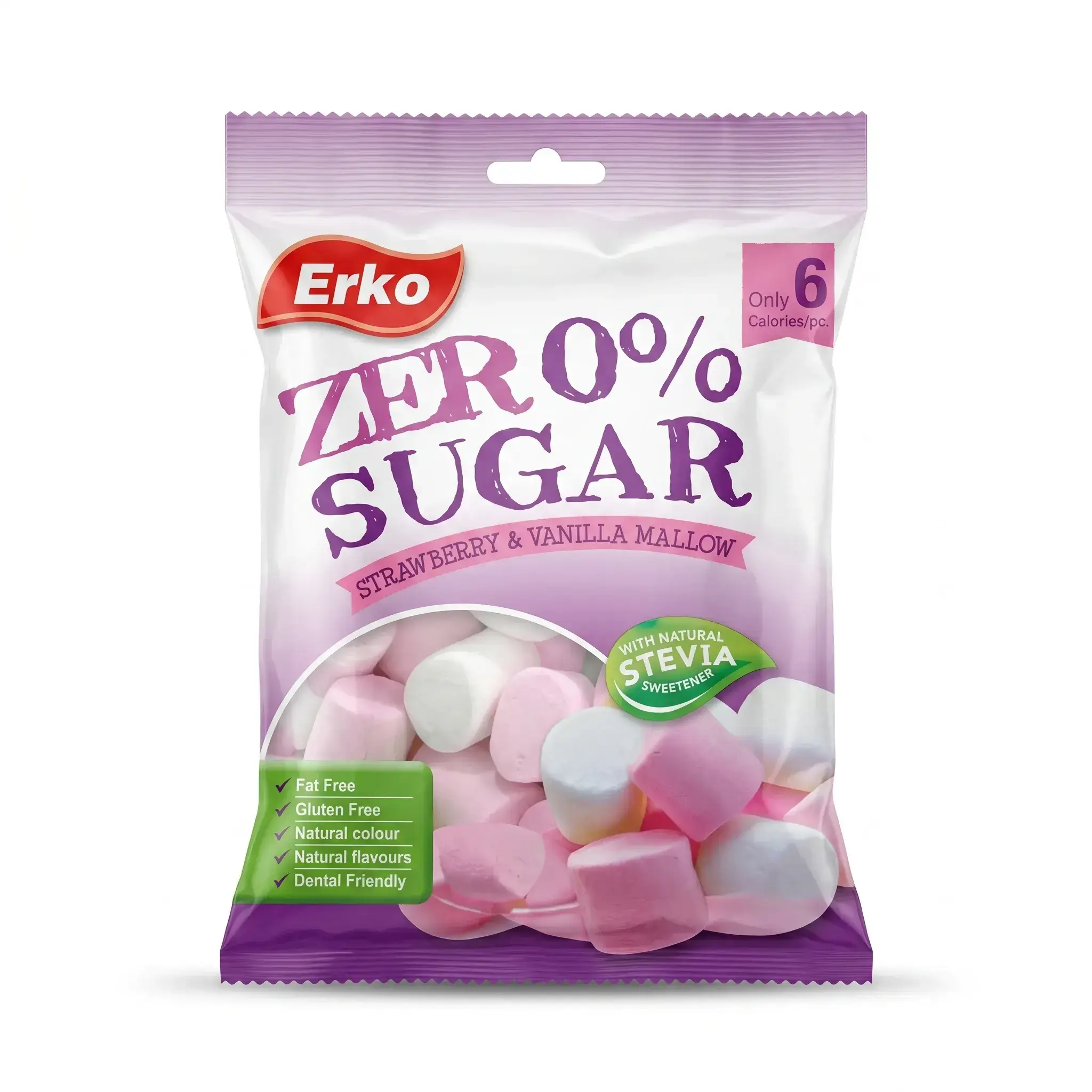 Erko Zero Sugar Strawberry & Vanilla Mallow (48 pcs)