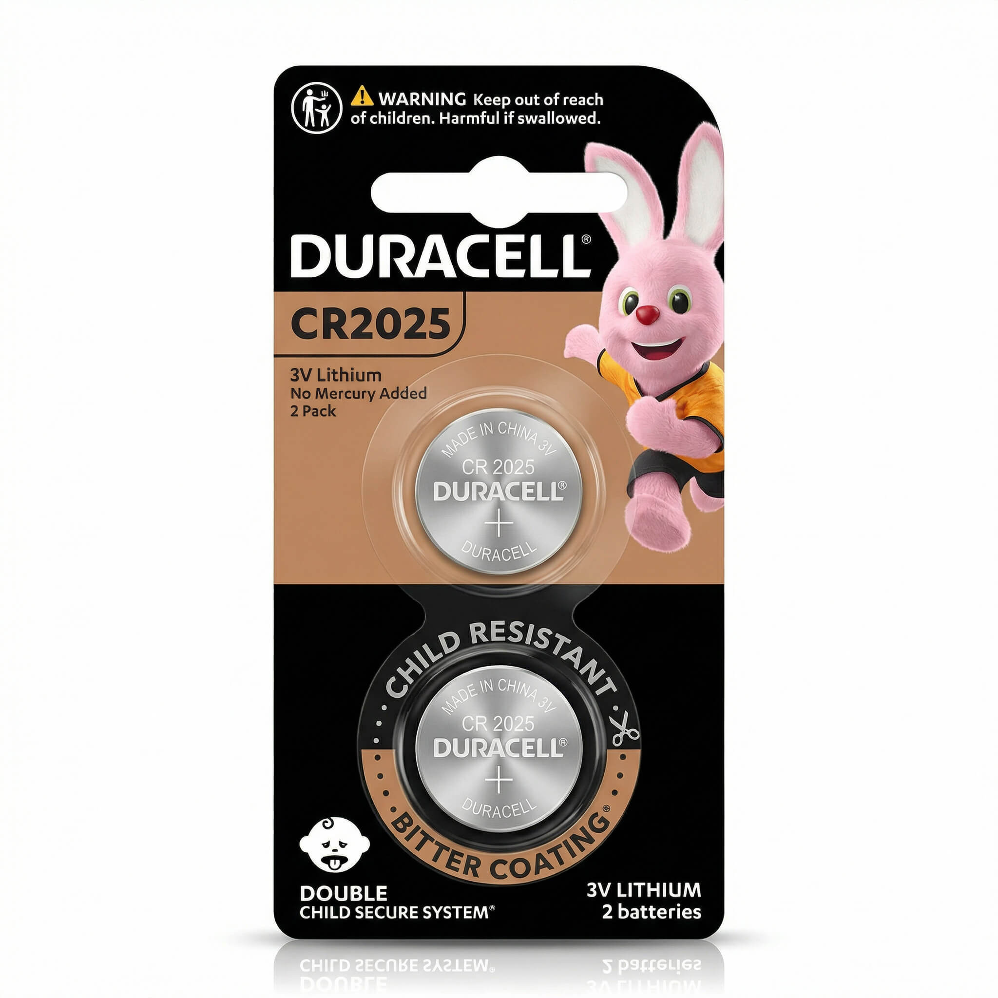 Duracell CR2025 3V Lithium Coin Batteries - 2 Pack