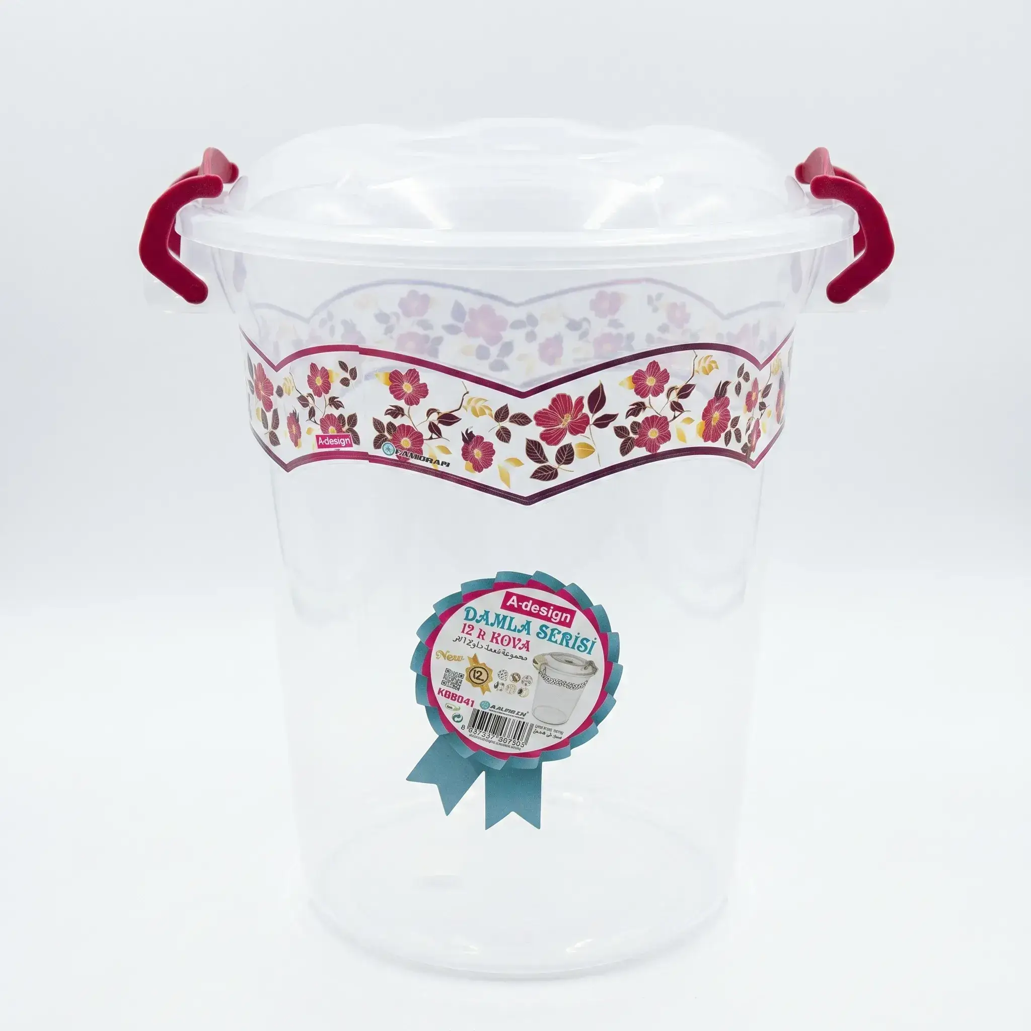 A-Design Damla Serisi Plastic Bucket with Lid - 12L