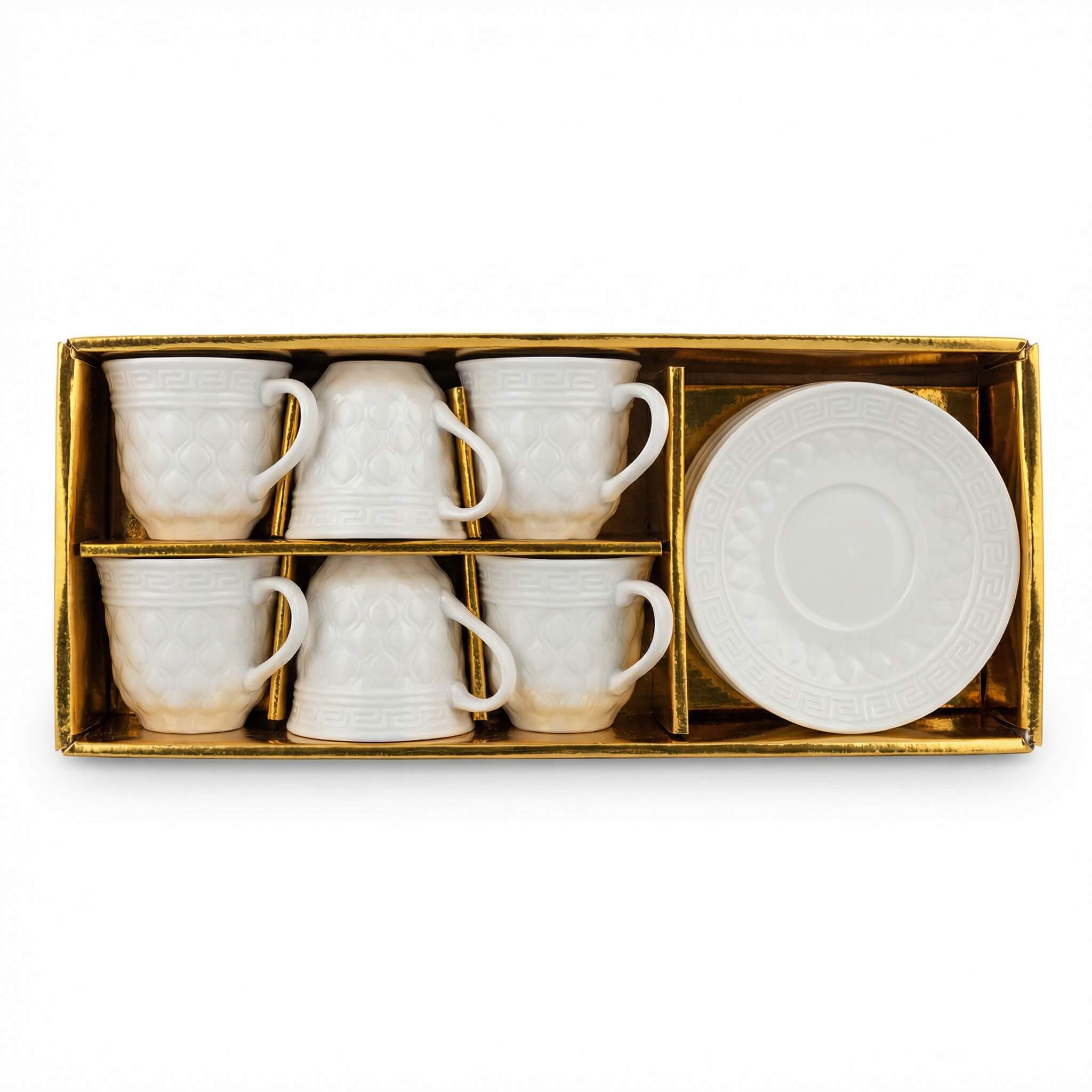 Ceramic Coffee Cup Set with Saucers - 12 Pieces