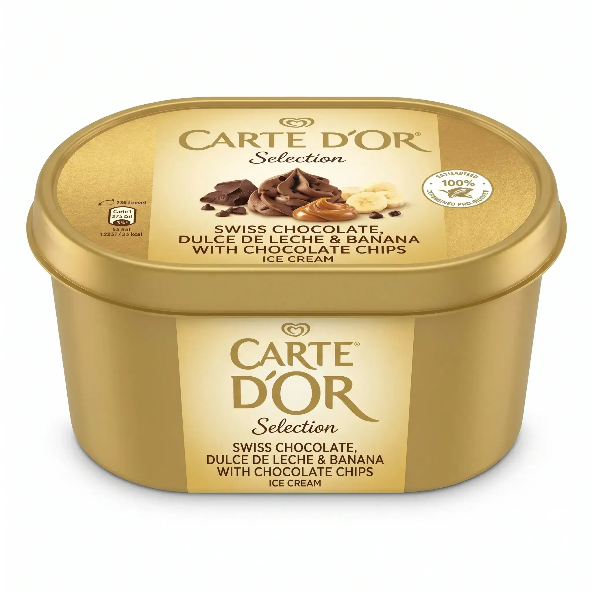 Carte D'Or Selection Swiss Chocolate, Dulce de Leche & Banana with Chocolate Chips Ice Cream