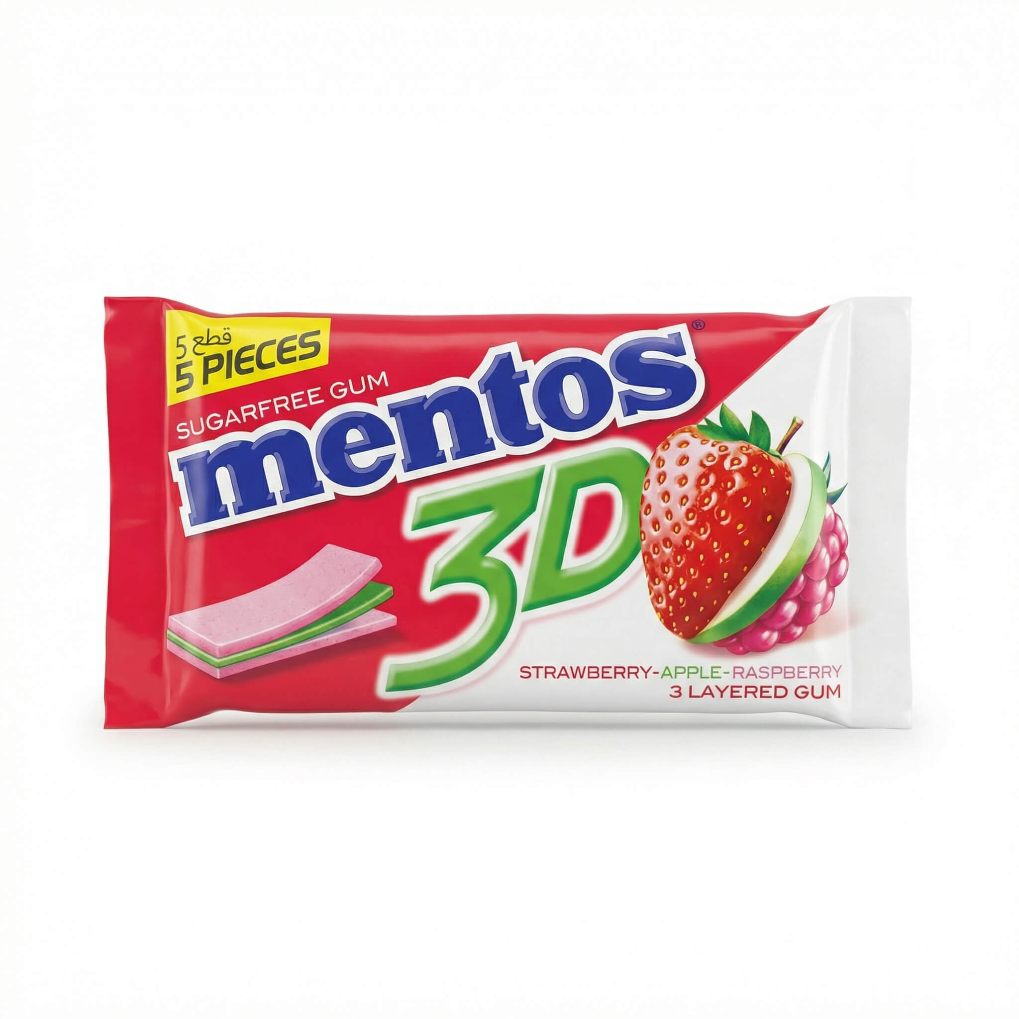 Mentos 3D Strawberry Apple Raspberry Sugarfree Gum