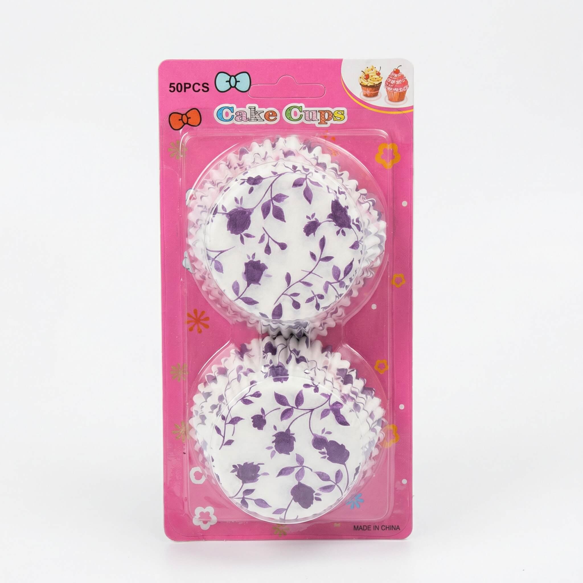 Floral Pattern Paper Cake Cups - 50 Pieces