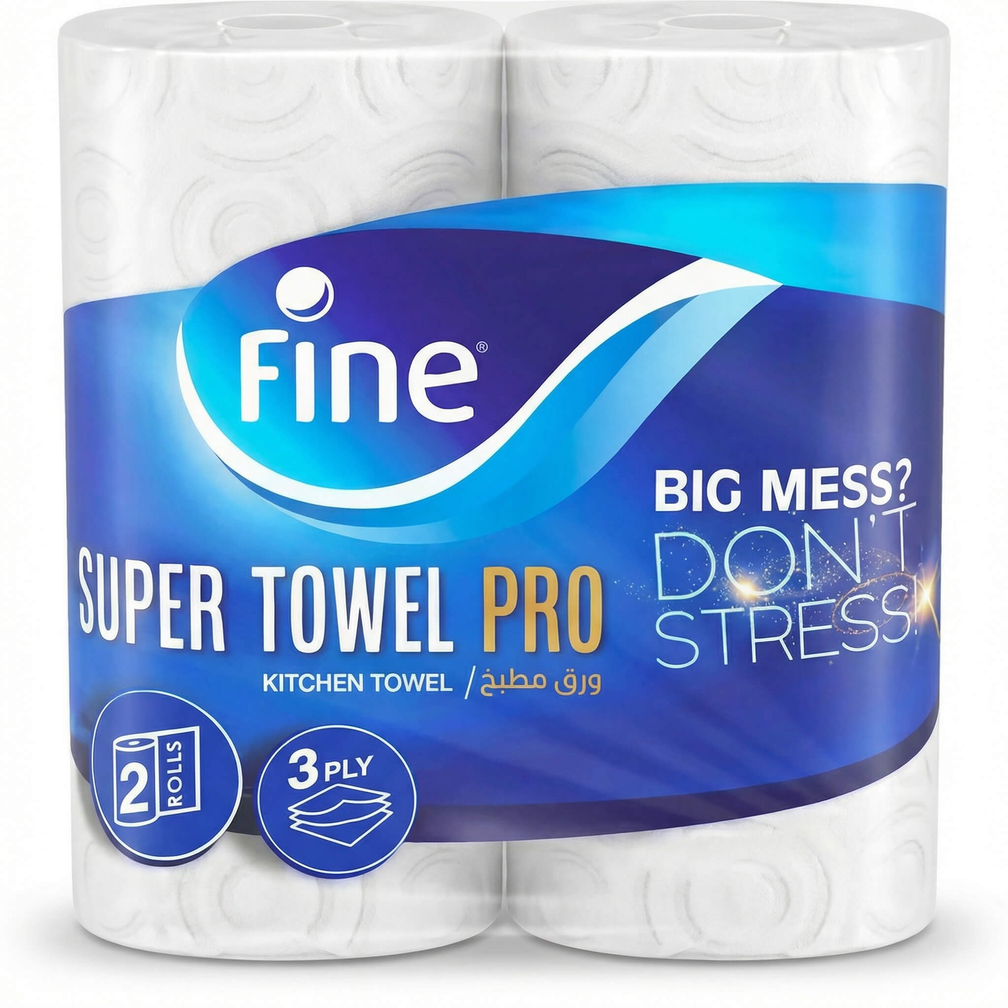 Fine Super Towel Pro Kitchen Towel 3 Ply - 2 Rolls
