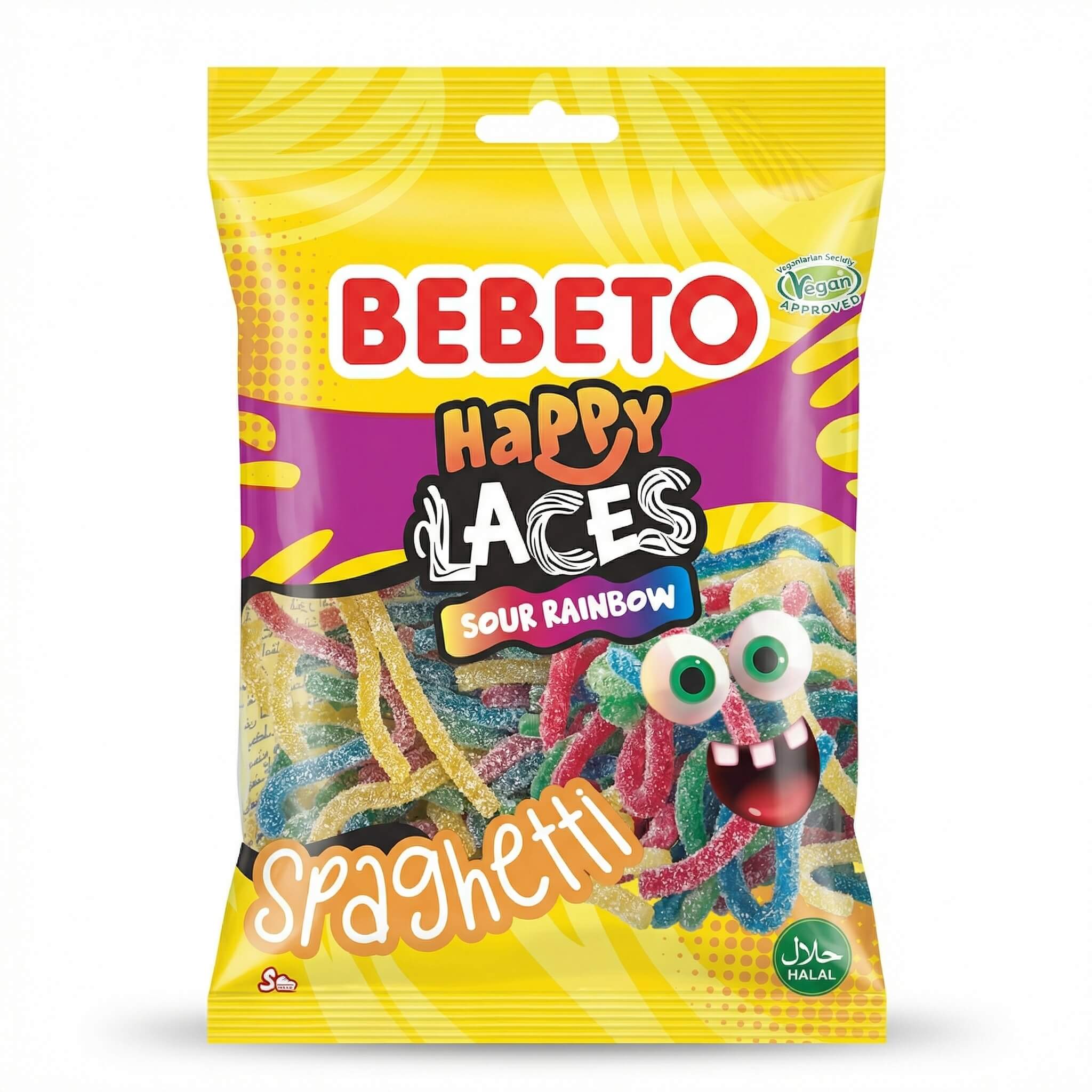 Bebeto Happy Laces Sour Rainbow Spaghetti