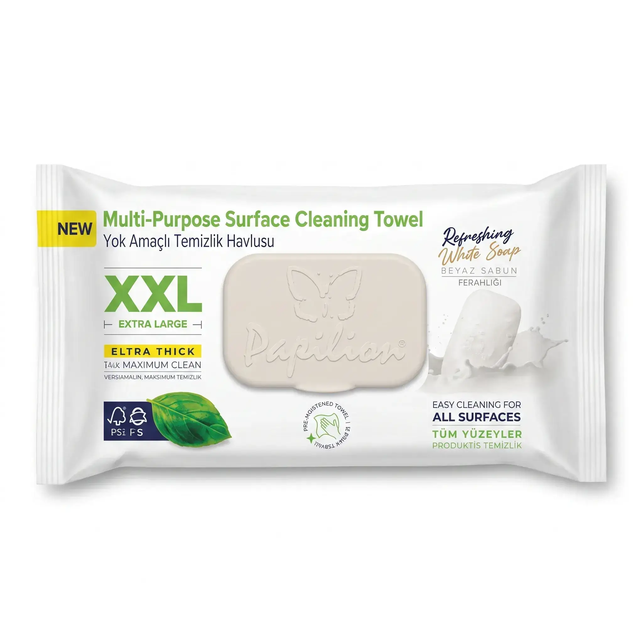 Papilion Multi-Purpose Surface Cleaning Towel XXL Refreshing White Soap