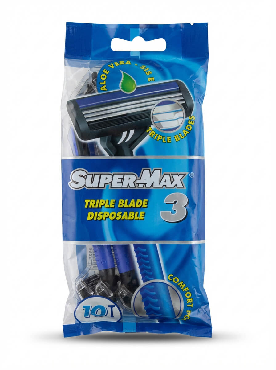 Super-Max 3 Triple Blade Disposable Razors 10PCS