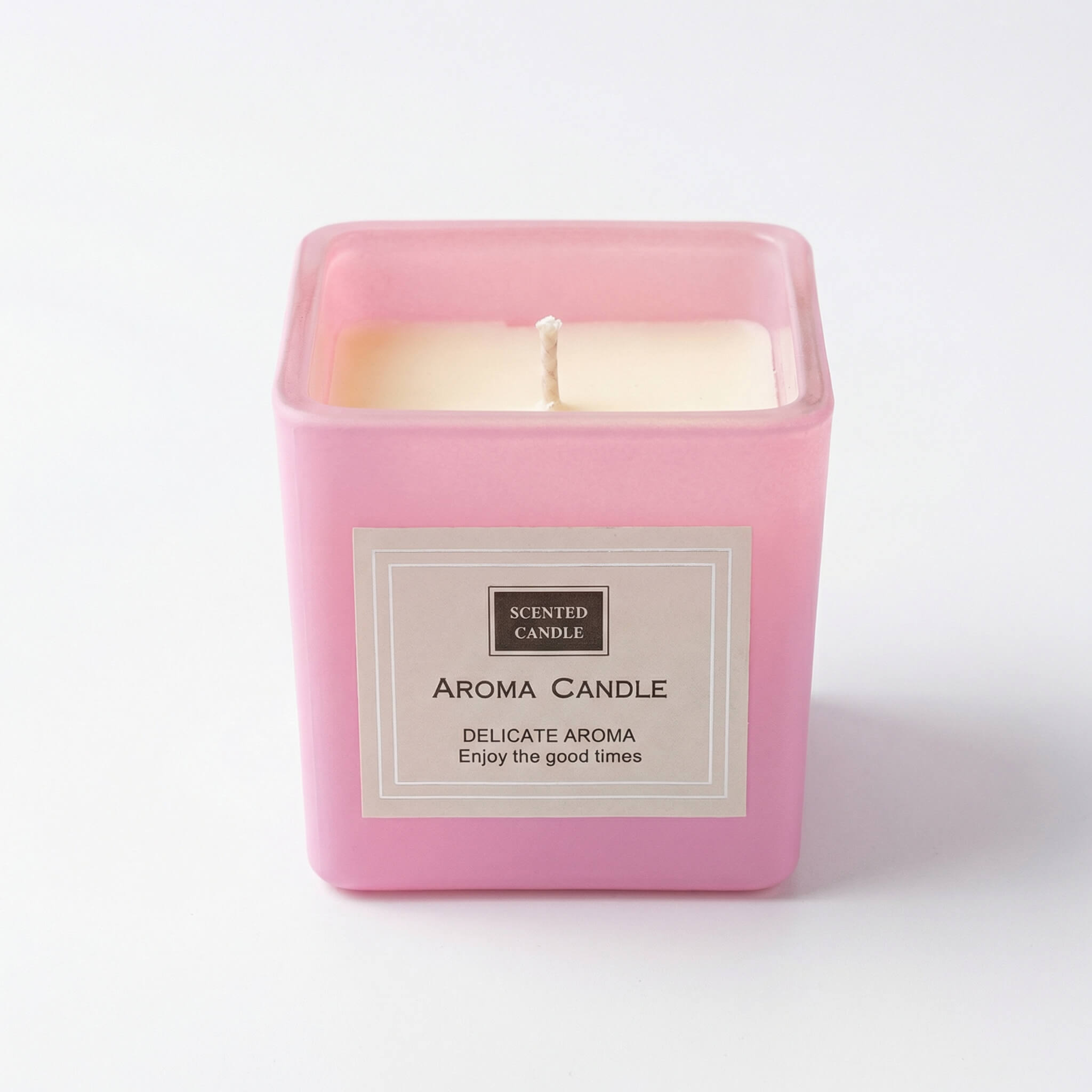 Pink Glass Jar Aroma Scented Candle