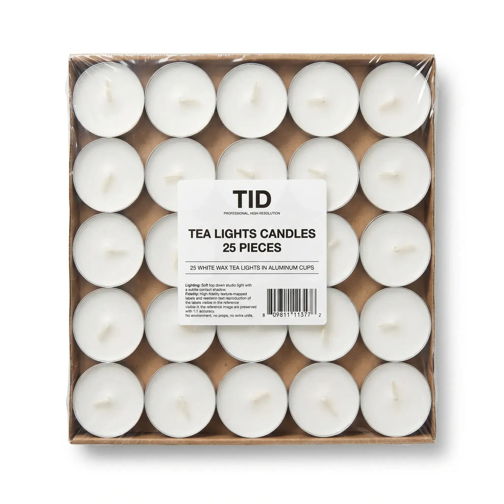 TID Tea Lights Candles - 25 Pieces