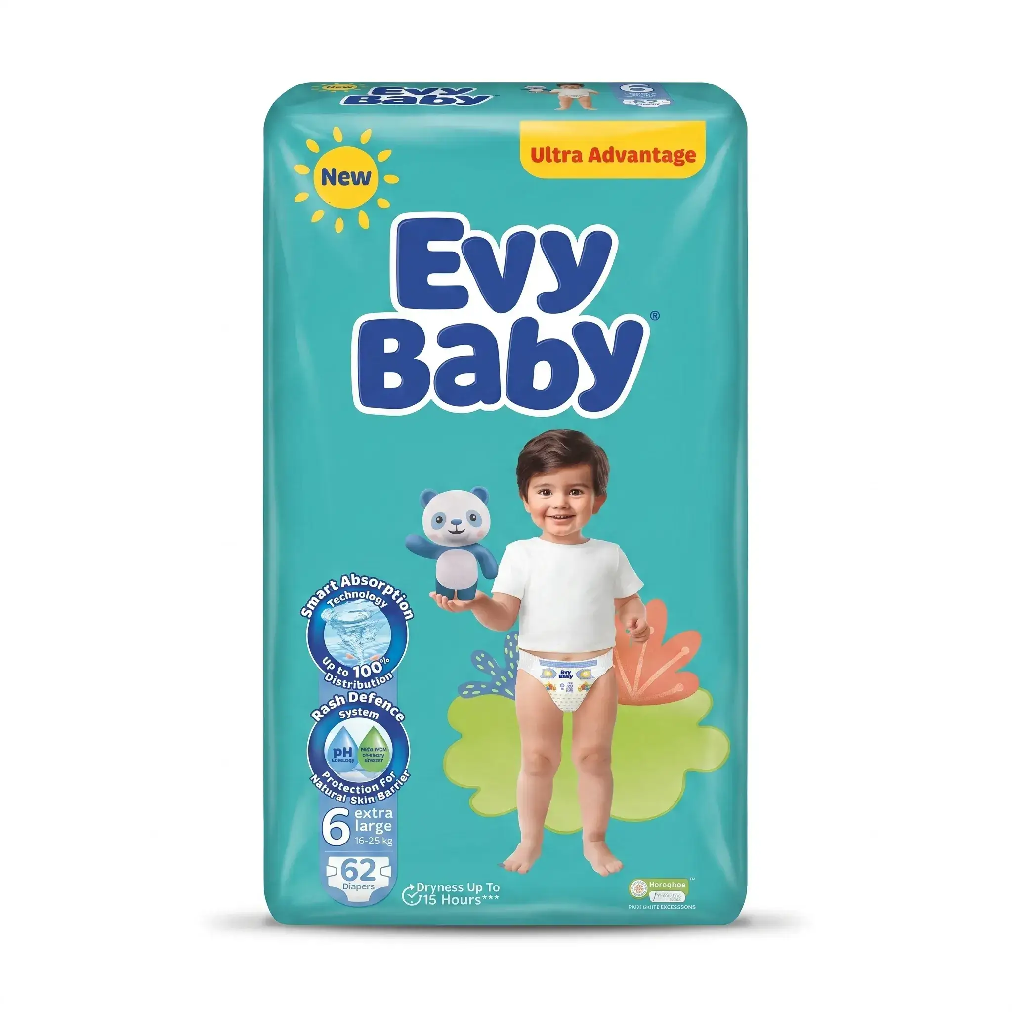 Evy Baby Diapers Size 6 Extra Large 62 Count
