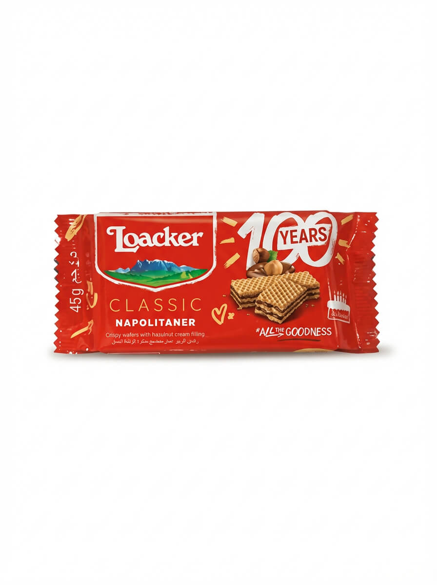 Loacker Classic Napolitaner Crispy Wafers with Hazelnut Cream Filling