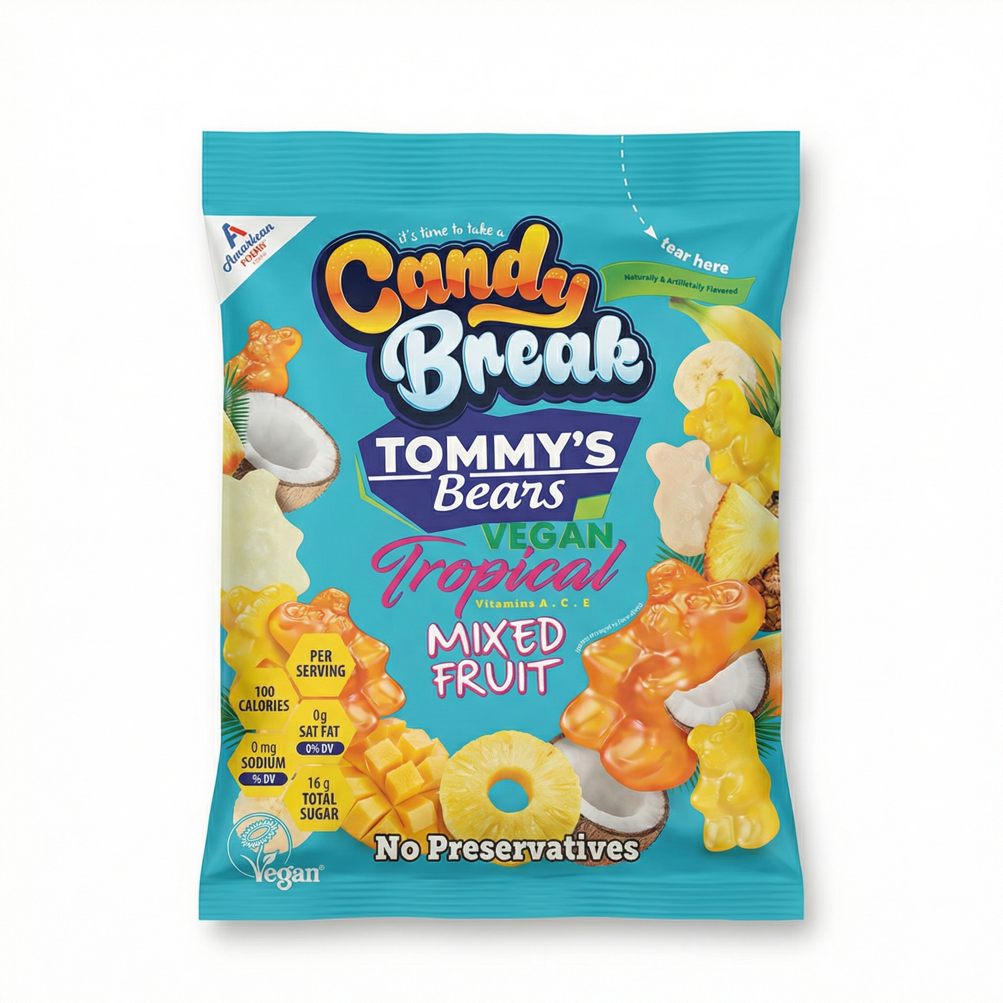 Candy Break Tommy's Bears Vegan Tropical Mixed Fruit
