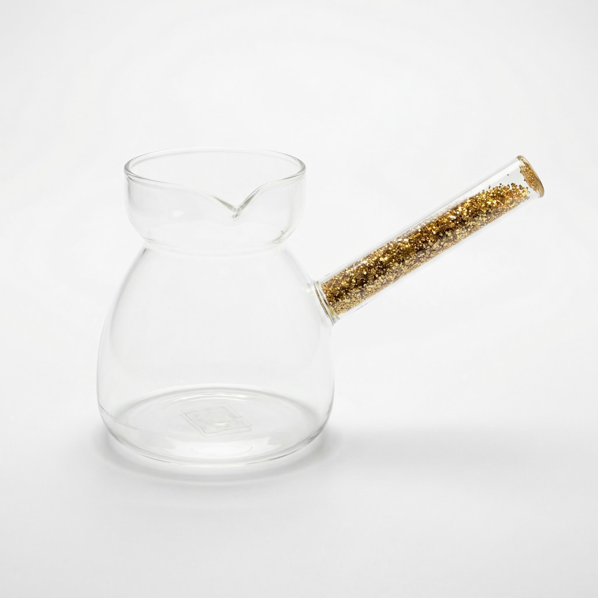 Glass Turkish Coffee Pot with Glitter Handle