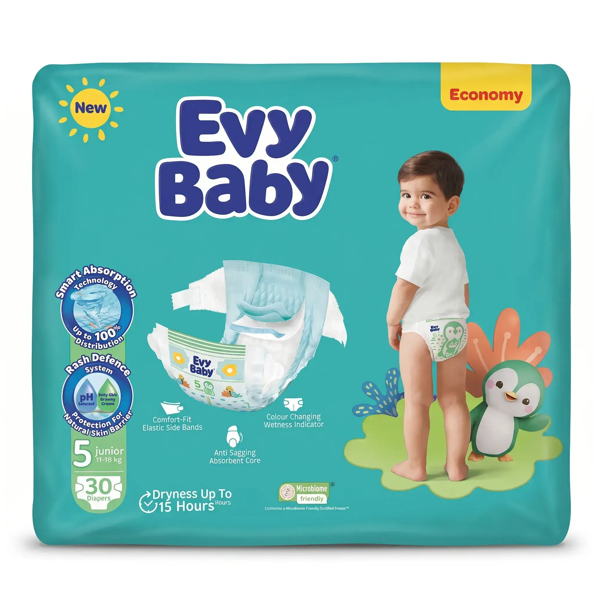 Evy Baby Diapers Size 5 Junior 30 Count