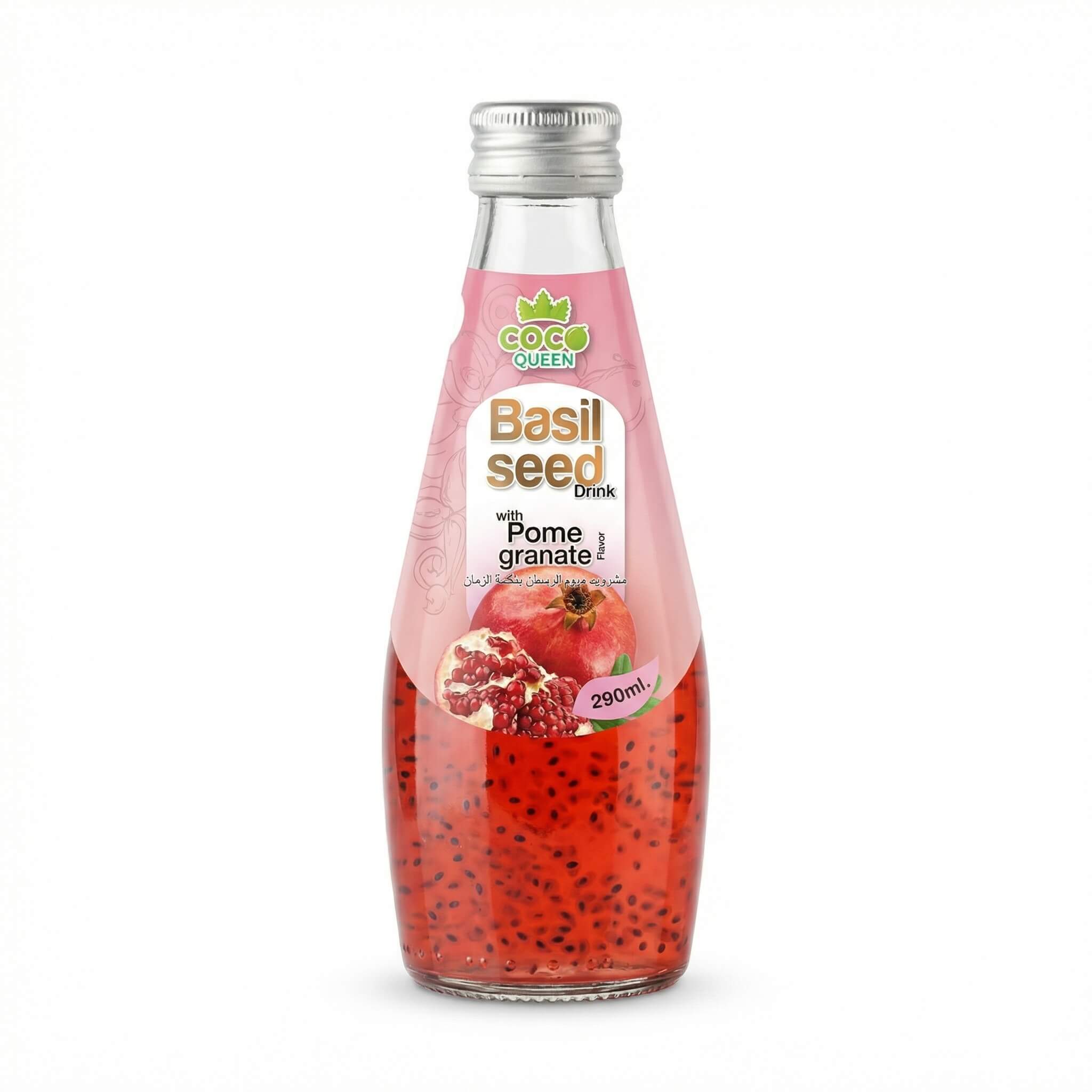 Coco Queen Basil Seed Drink with Pomegranate Flavor
