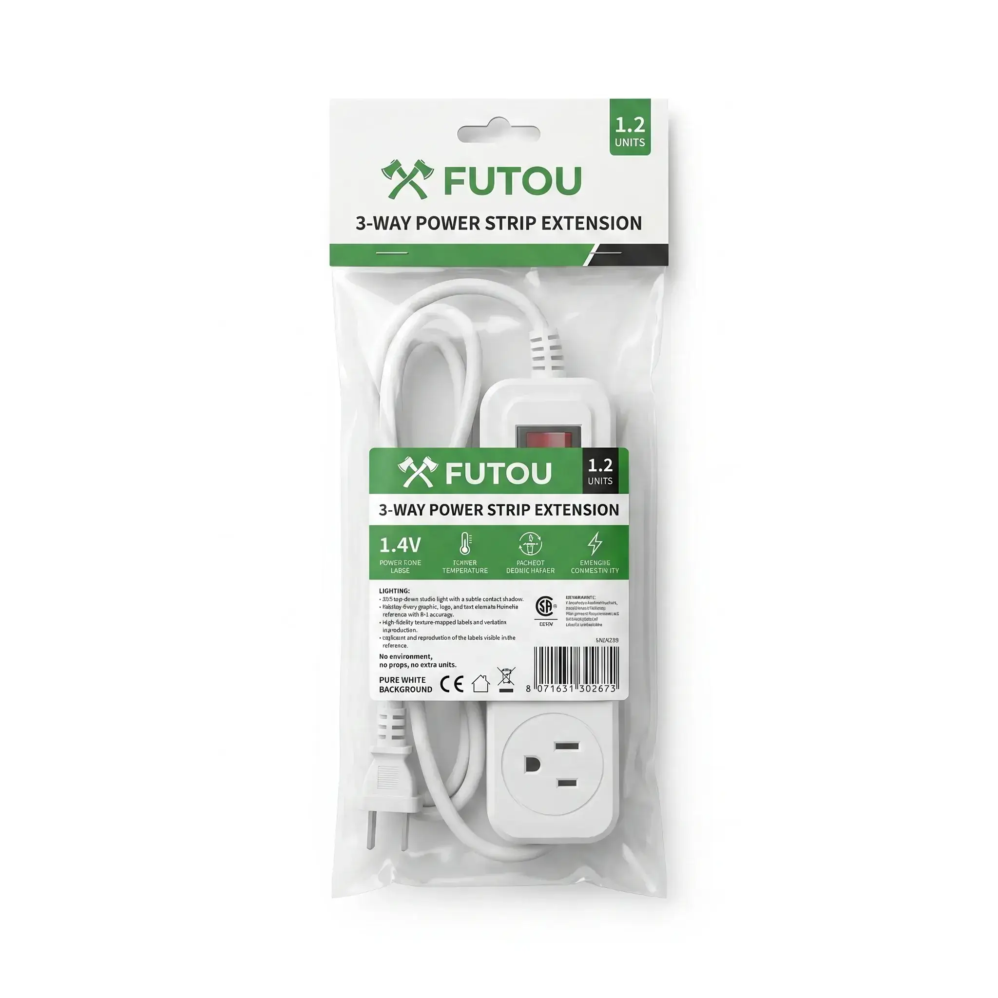 Futou 3-Way Power Strip Extension