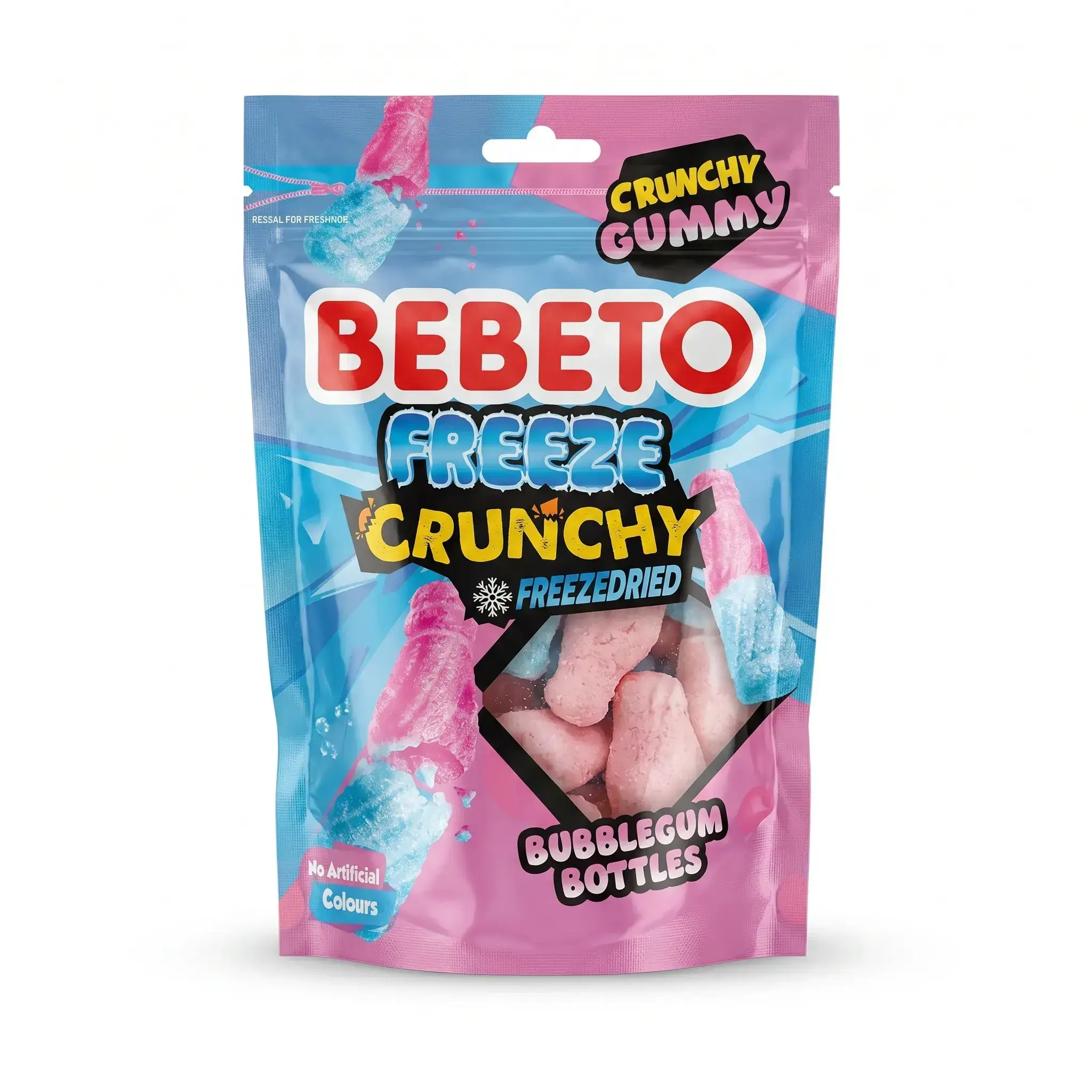 Bebeto Freeze Crunchy Freeze Dried Bubblegum Bottles (24 pcs)