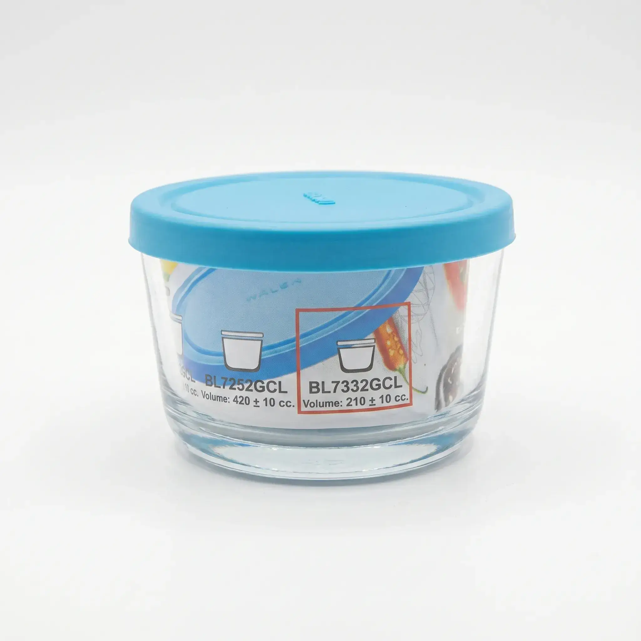 Kaveh Glass Food Container with Blue Lid 210cc