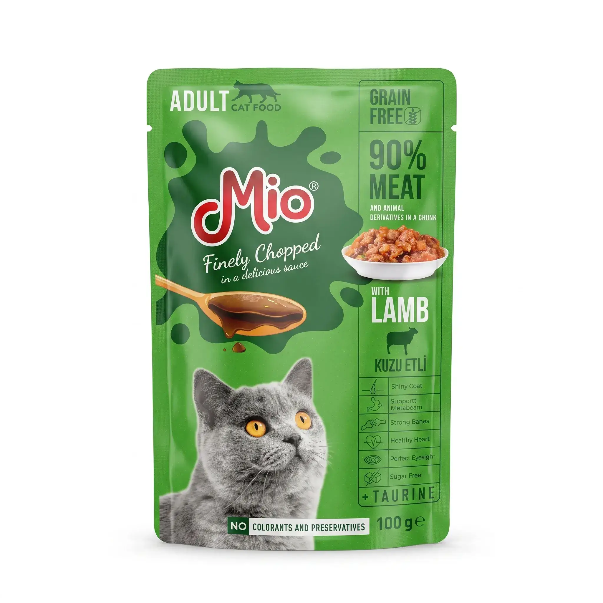 Mio Adult Cat Food Finely Chopped with Lamb in Sauce