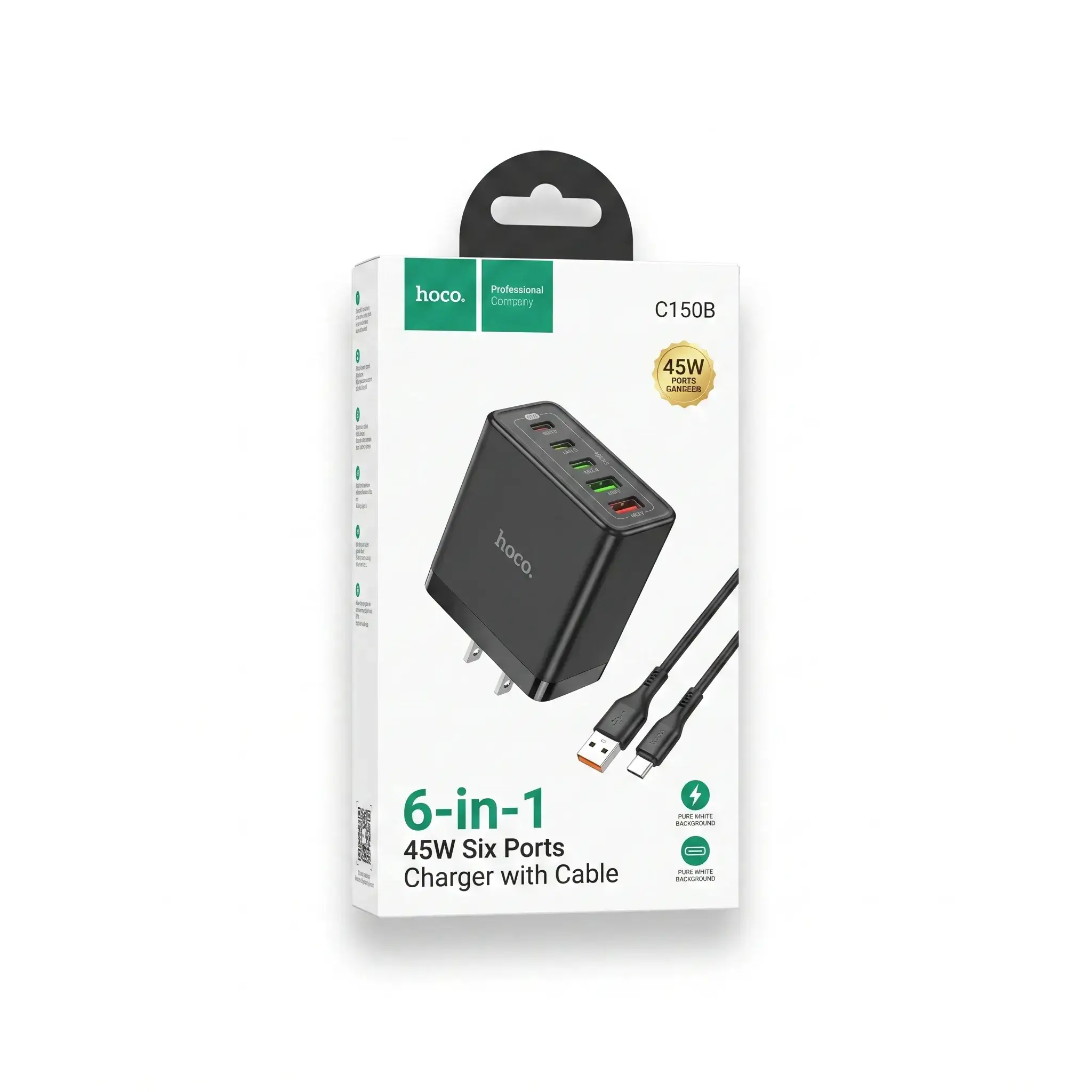 Hoco C150B 6-in-1 45W Six Ports Charger with Cable