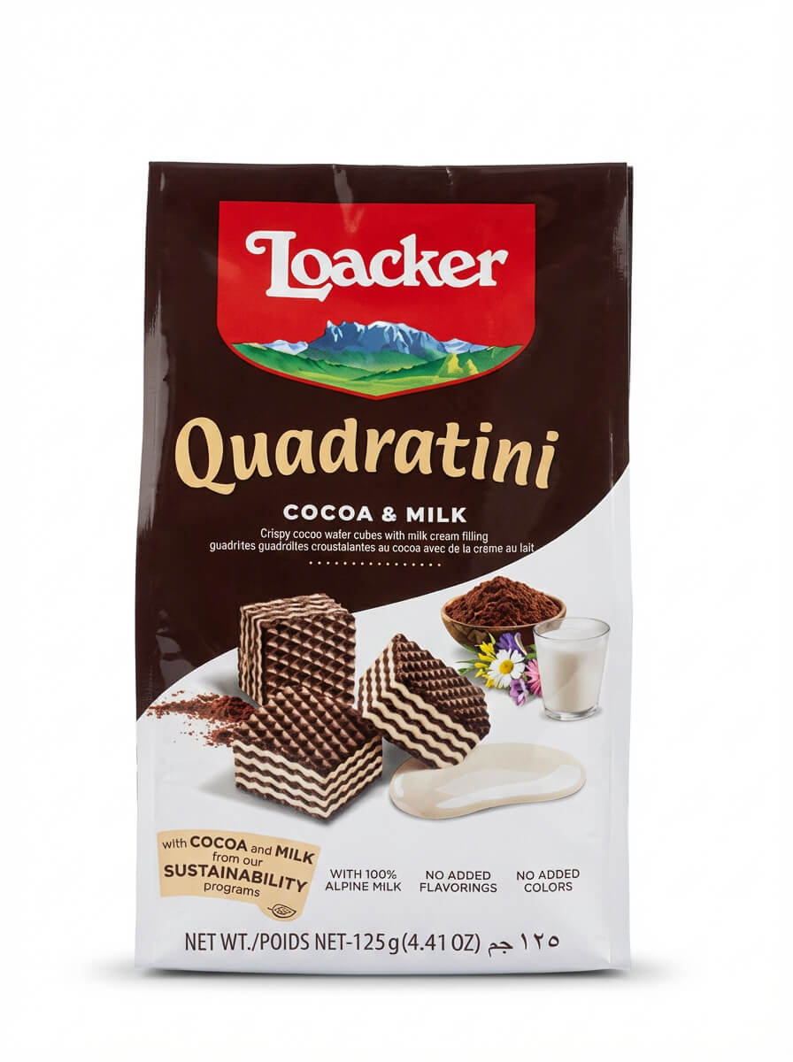Loacker Quadratini Cocoa & Milk Wafer Cubes