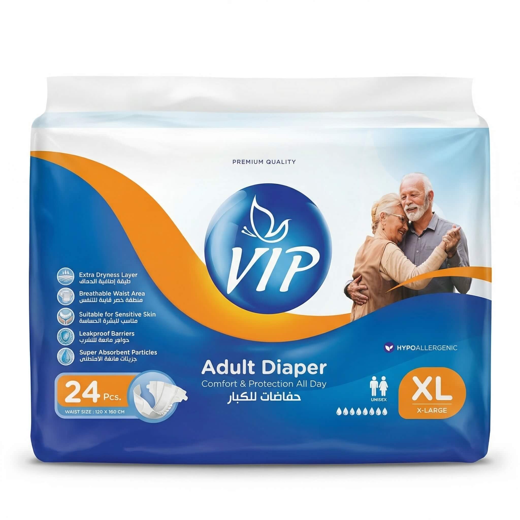 VIP Adult Diapers XL 24 Pcs