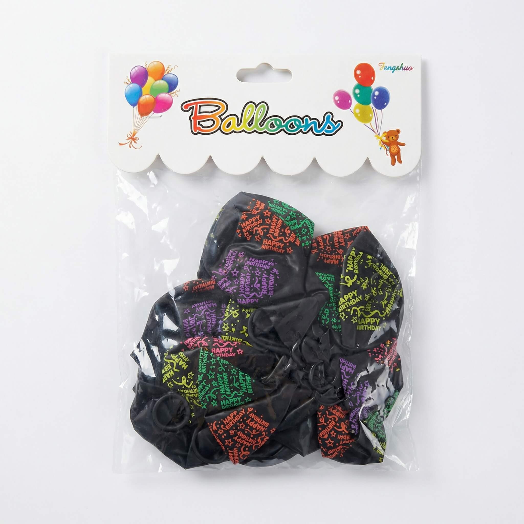 Fengshuo Happy Birthday Black Balloons Pack
