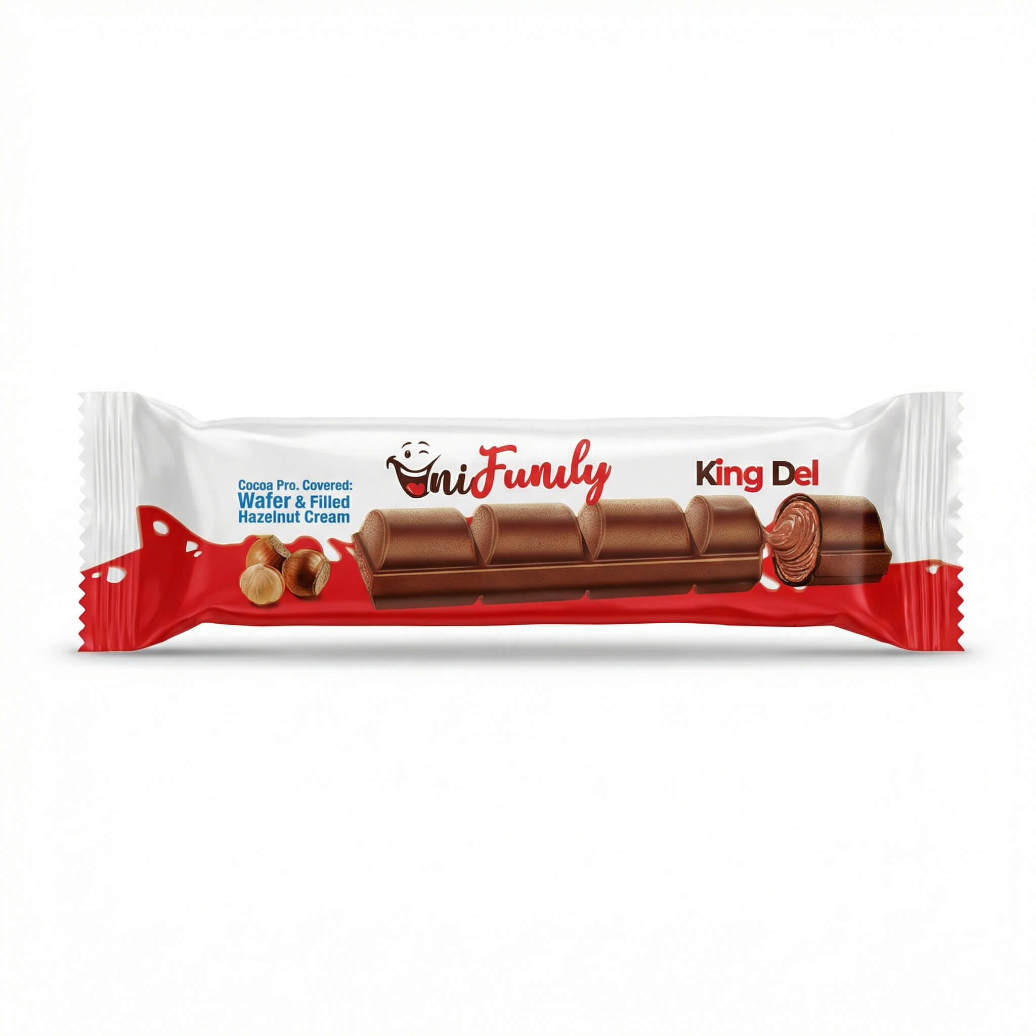 Uni Funly King Del Cocoa Covered Wafer with Hazelnut Cream